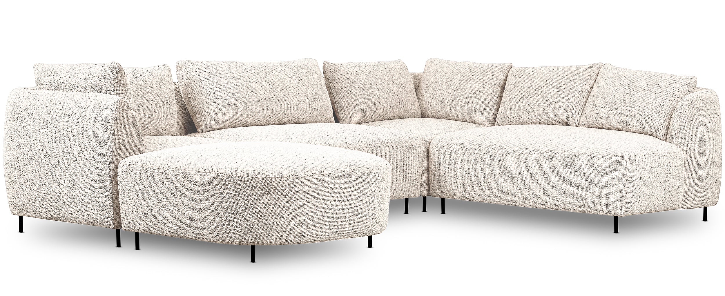 Modulares Ecksofa Lanomi U-förmig, rechtsseitig, cremefarbenes Bouclé