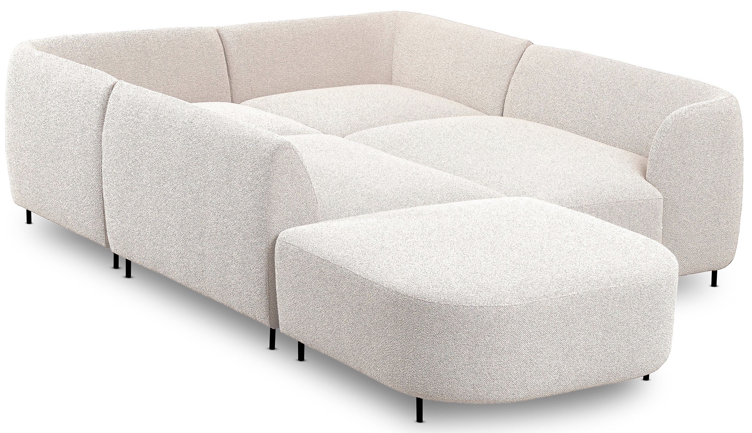 Modulares Ecksofa Lanomi U-förmig, rechtsseitig, cremefarbenes Bouclé