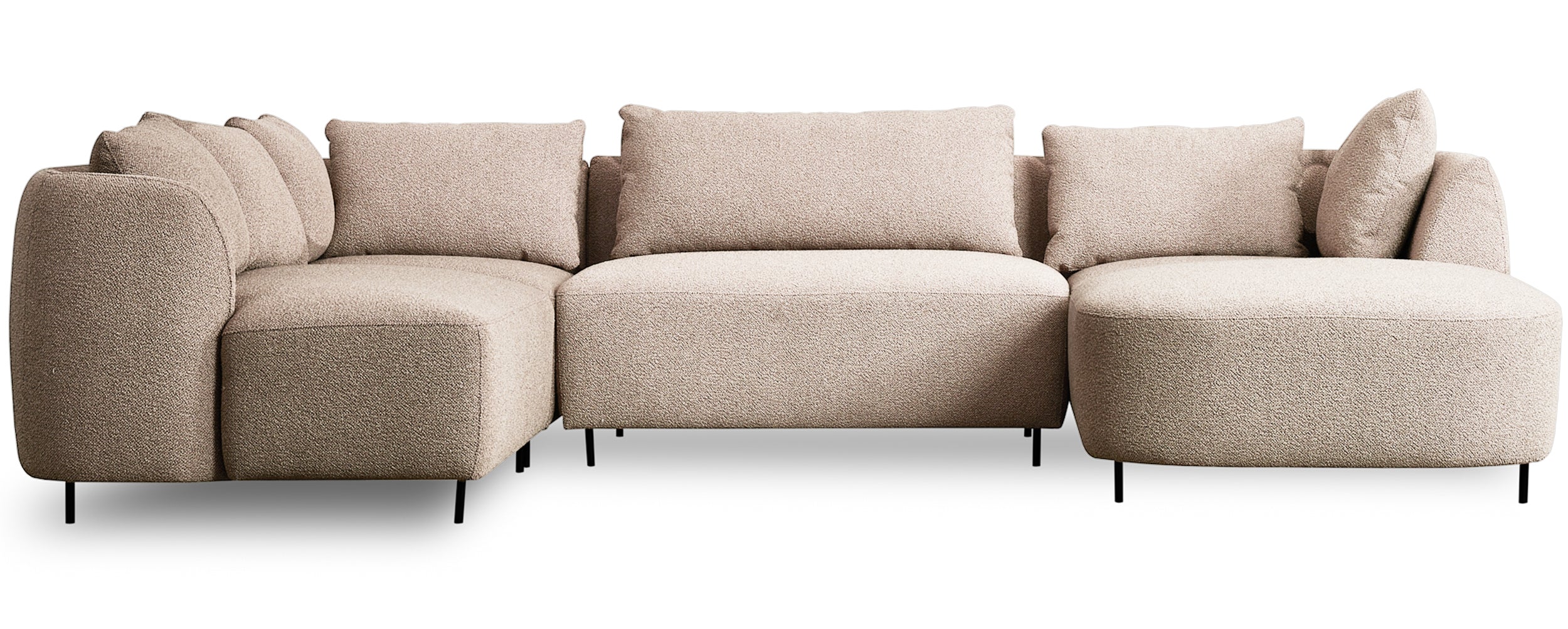 Modulares Ecksofa Lanomi U-förmig, linksseitig, beige Bouclé