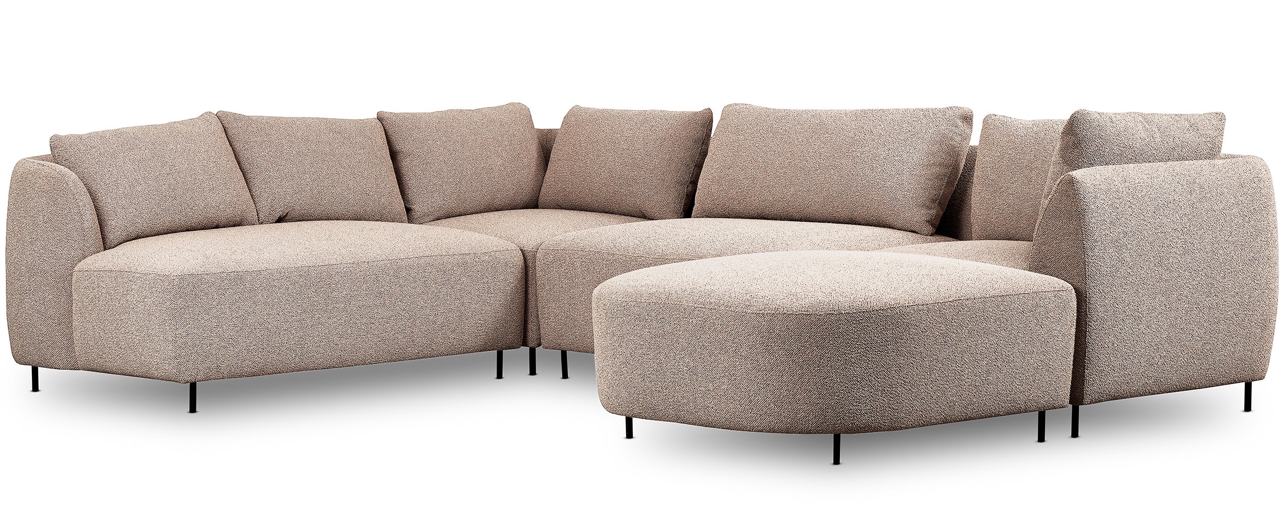 Modulares Ecksofa Lanomi U-förmig, linksseitig, beige Bouclé
