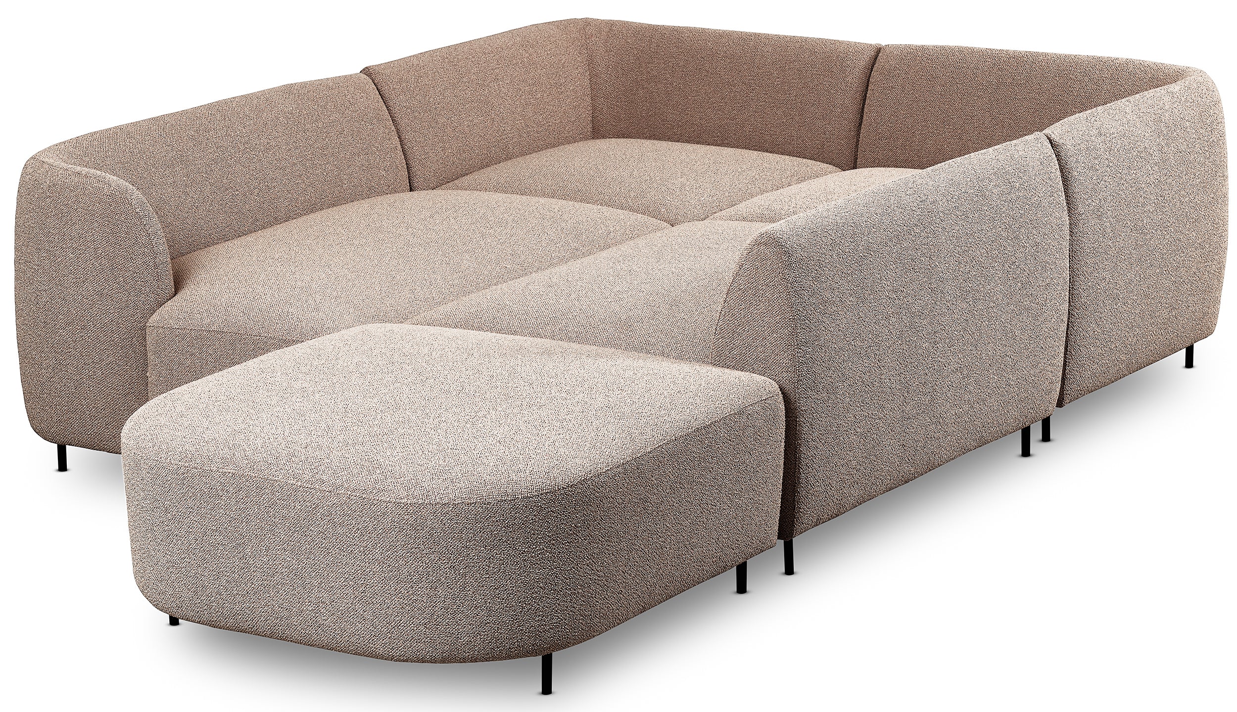Modulares Ecksofa Lanomi U-förmig, linksseitig, beige Bouclé