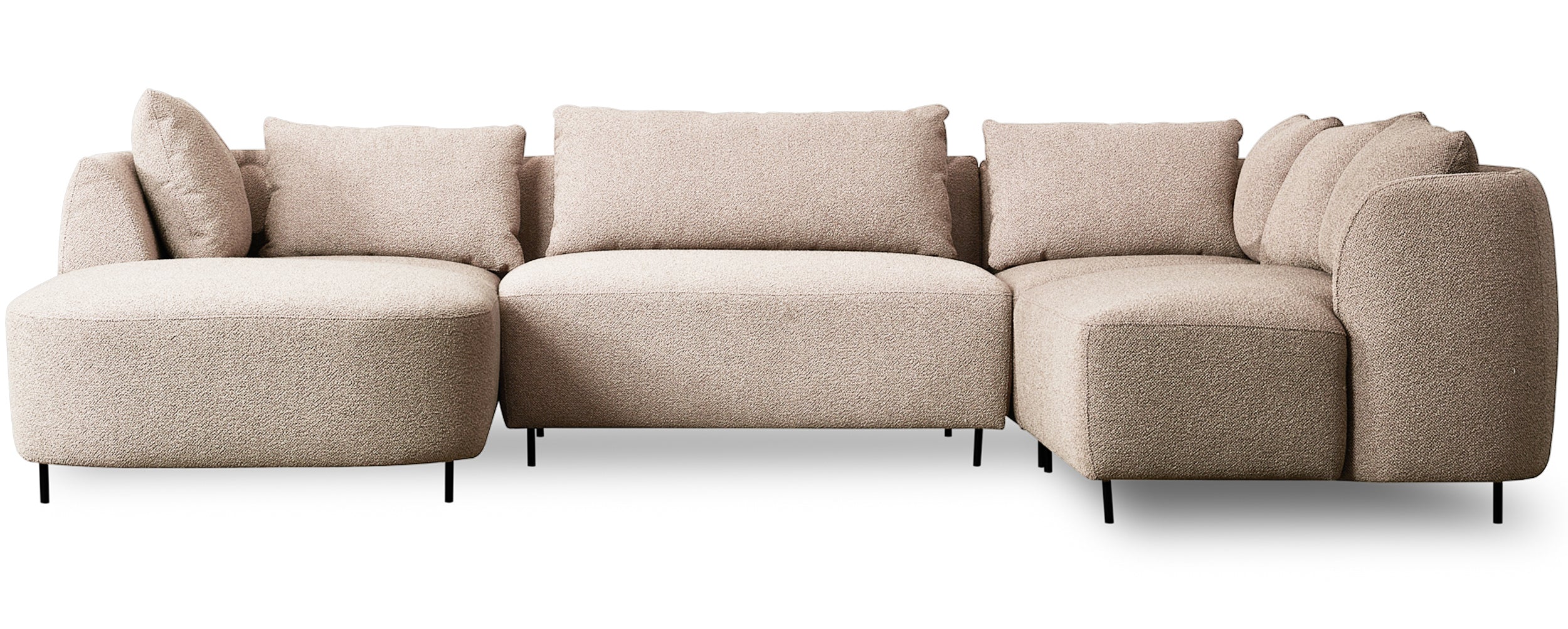 Modulares Ecksofa Lanomi U-förmig, rechtsseitig, beige Bouclé