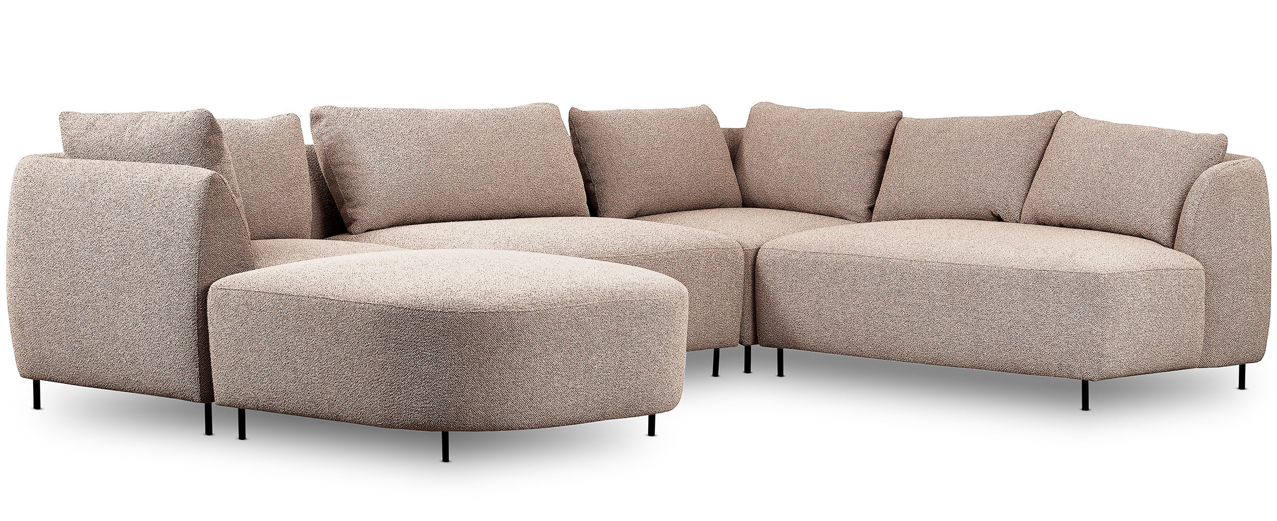 Modulares Ecksofa Lanomi U-förmig, rechtsseitig, beige Bouclé