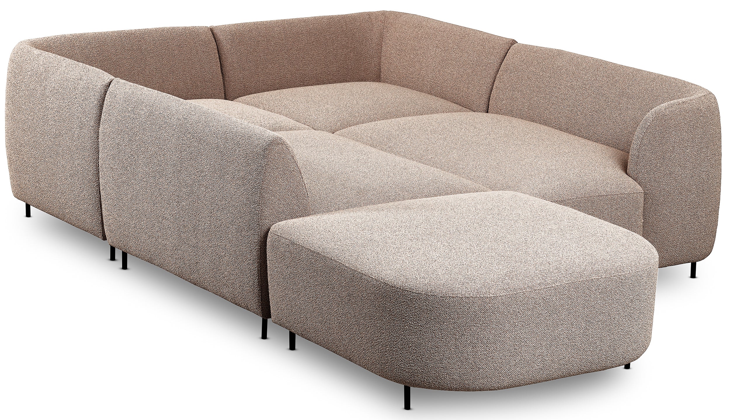 Modulares Ecksofa Lanomi U-förmig, rechtsseitig, beige Bouclé