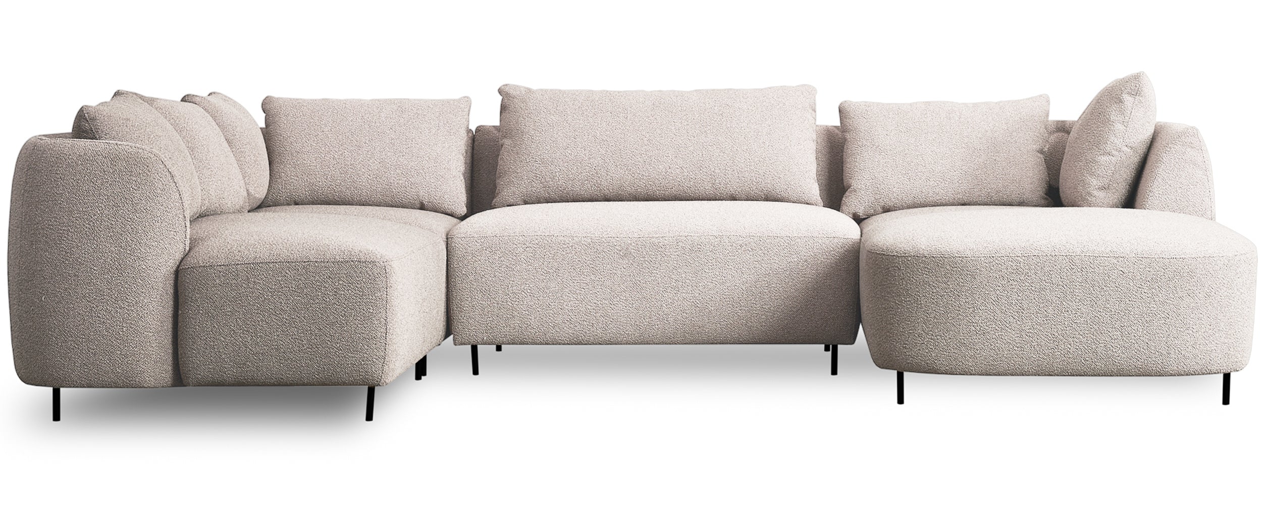 Modulares Ecksofa Lanomi U-förmig, linksseitig, grau-beige Bouclé