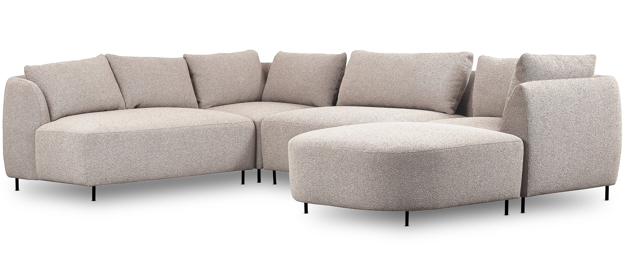 Modulares Ecksofa Lanomi U-förmig, linksseitig, grau-beige Bouclé