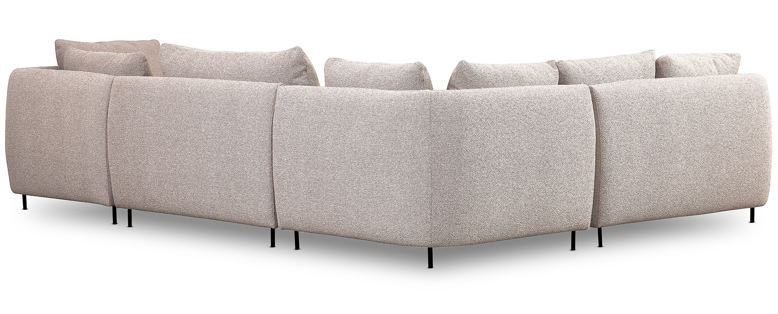 Modulares Ecksofa Lanomi U-förmig, linksseitig, grau-beige Bouclé