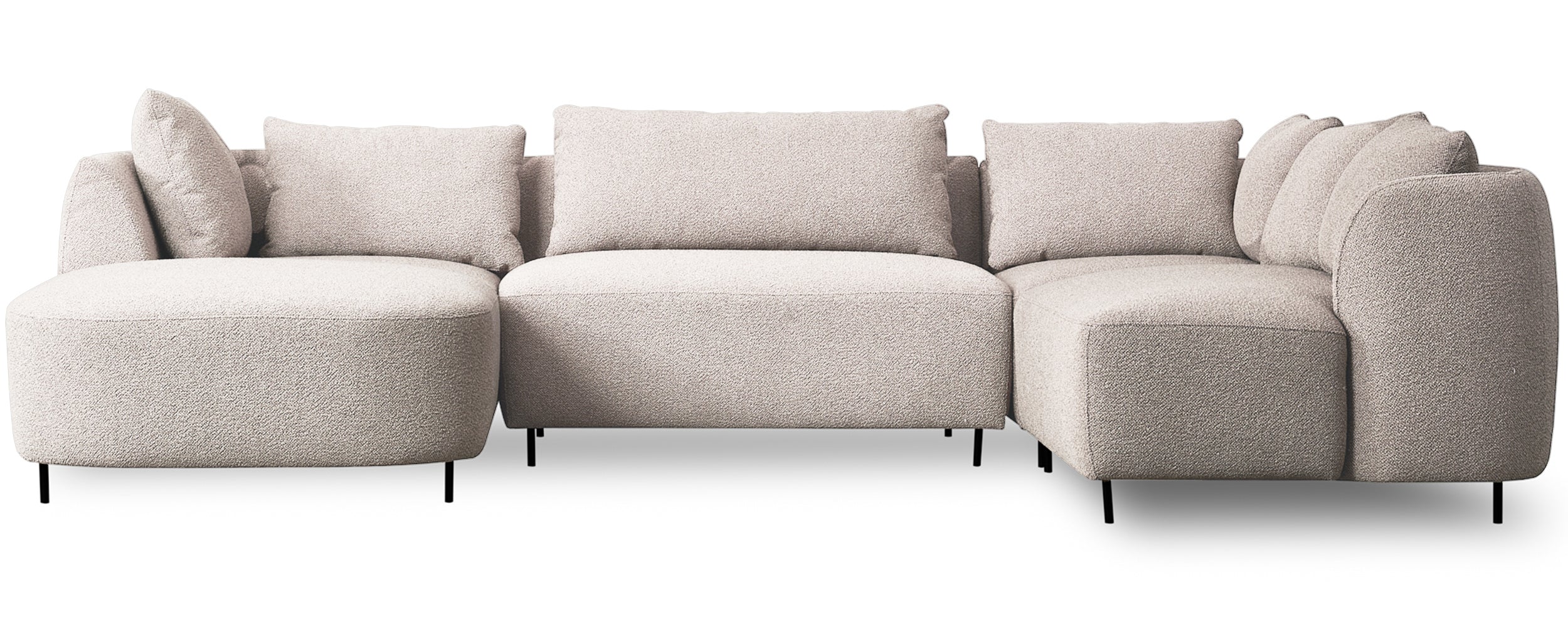 Modulares Ecksofa Lanomi U-förmig, rechtsseitig, grau-beige Bouclé