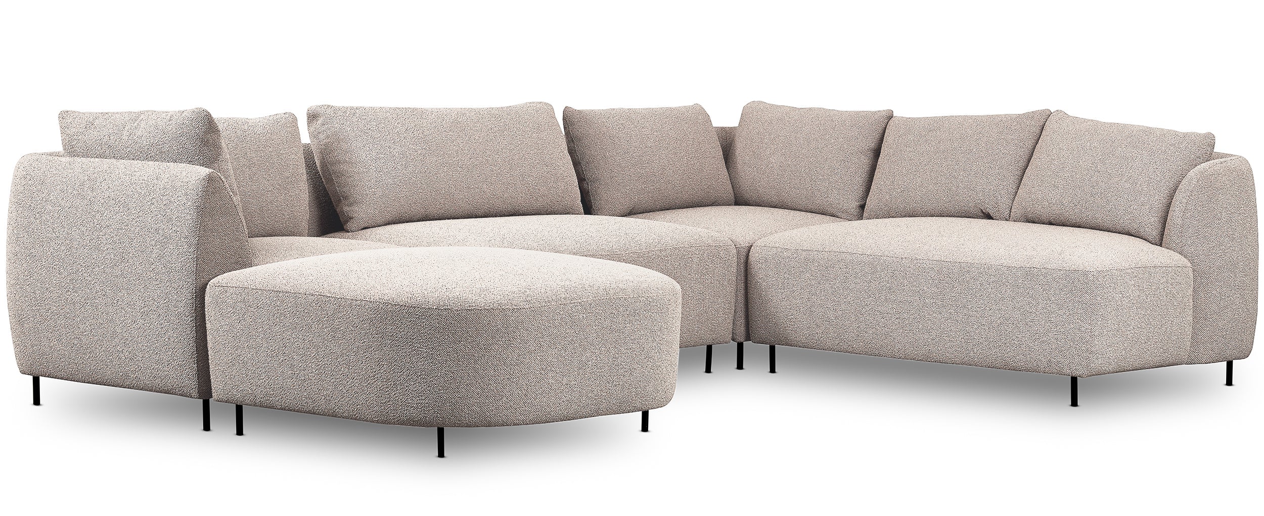 Modulares Ecksofa Lanomi U-förmig, rechtsseitig, grau-beige Bouclé