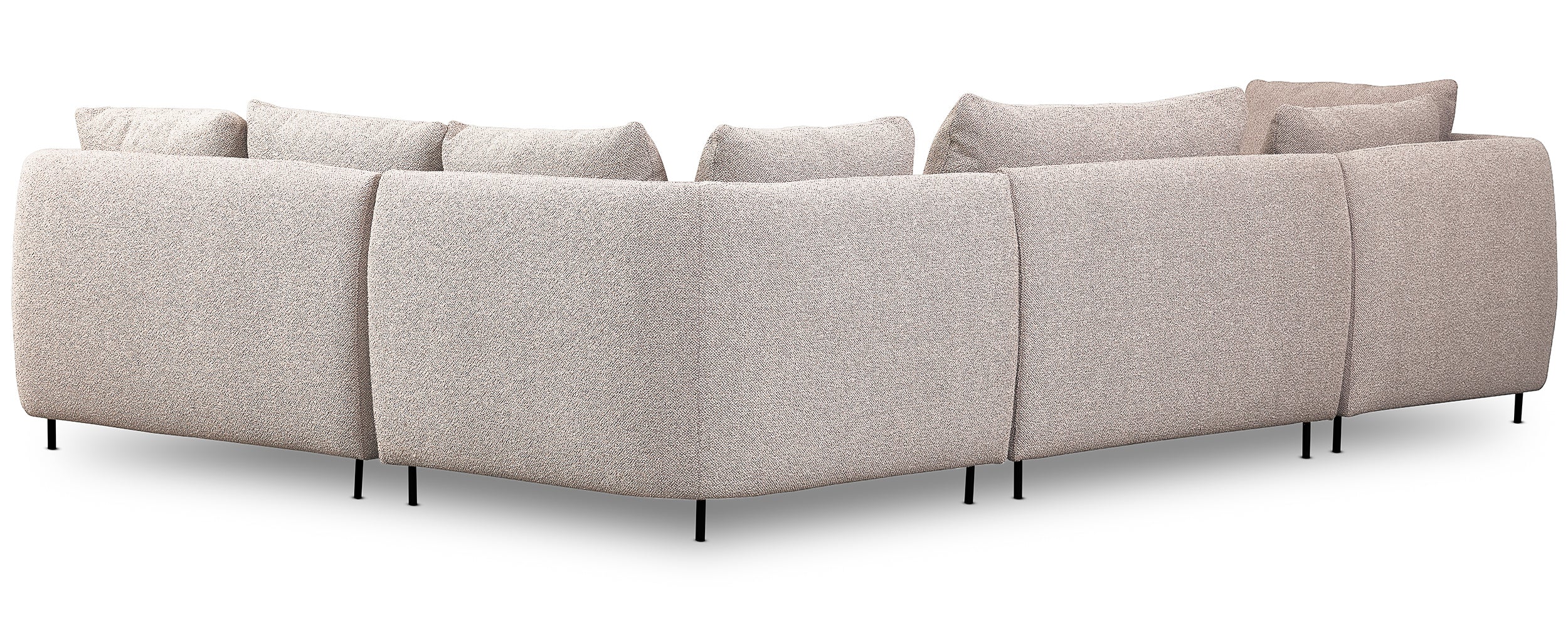 Modulares Ecksofa Lanomi U-förmig, rechtsseitig, grau-beige Bouclé