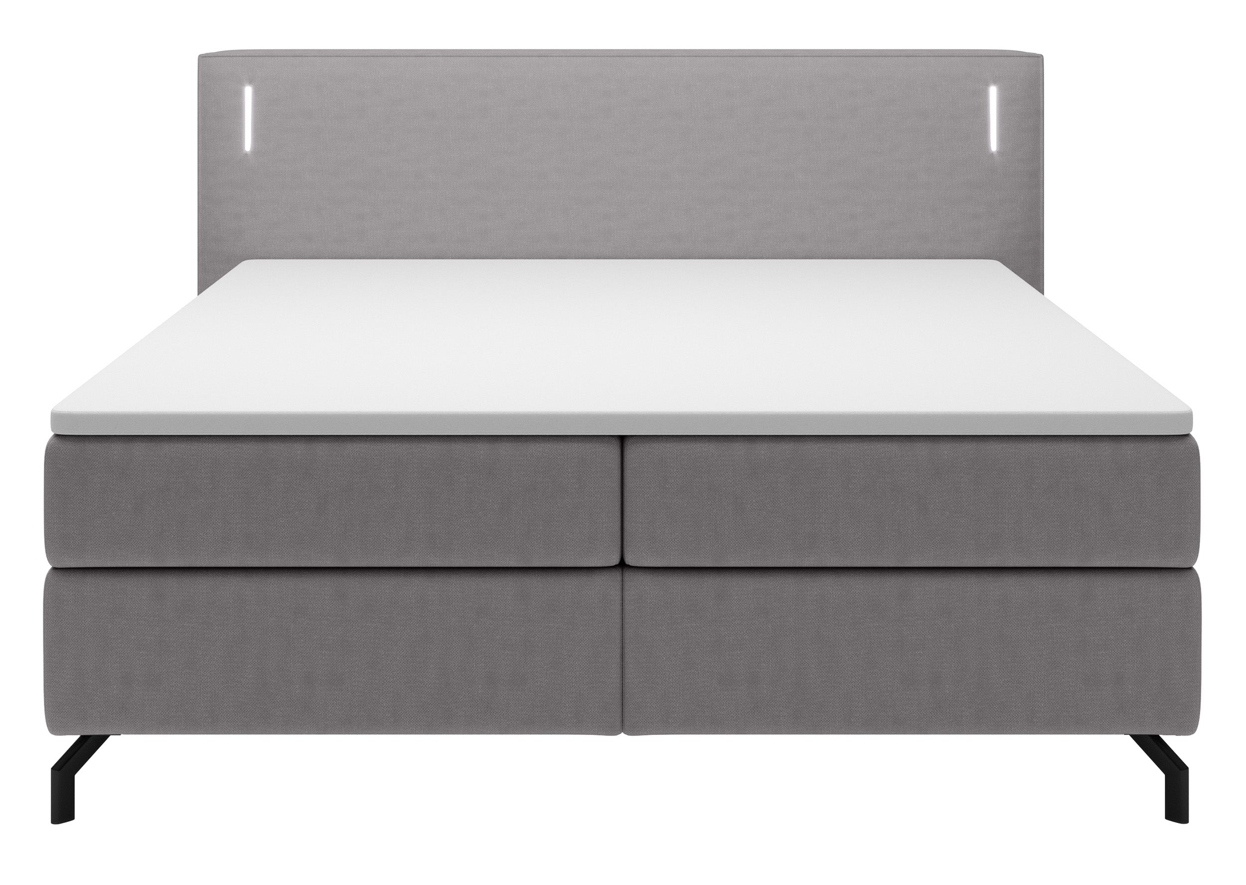 Kontinentales Bett Lanko 140x200 cm mit Topper und Beleuchtung, grauer Samt