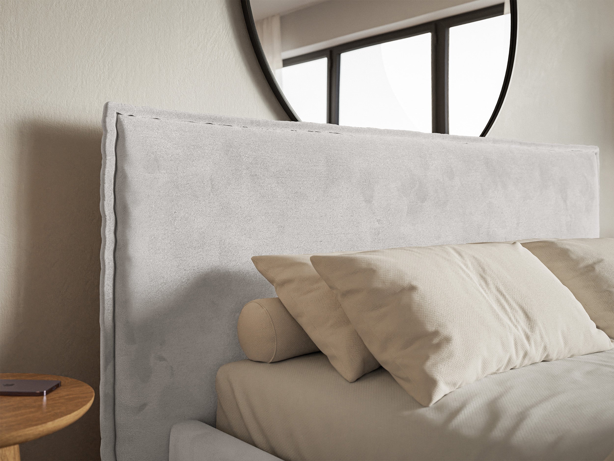 Polsterbett 180x200 cm Softie hellgrauer Velours, wasserabweisend