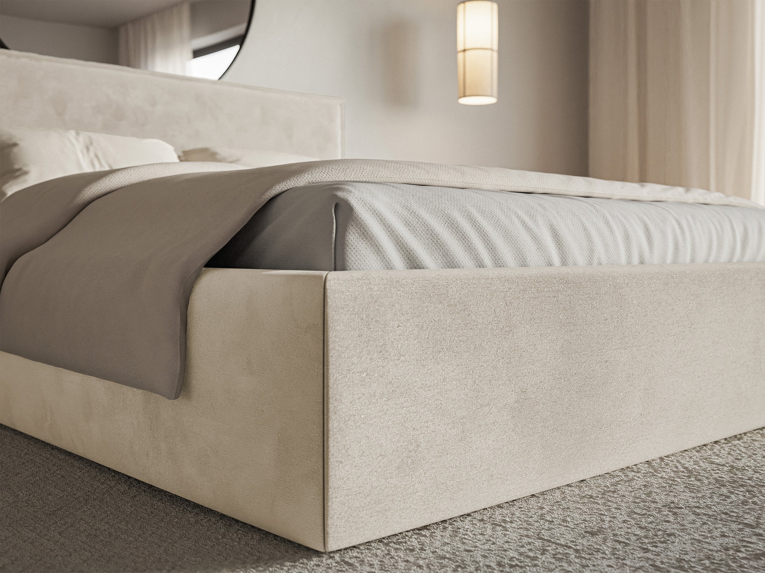 Polsterbett 180x200 cm Softie, beige, wasserabweisender Samt