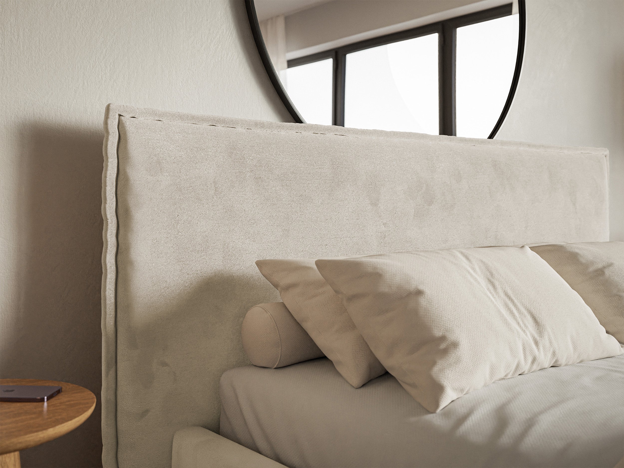 Polsterbett 180x200 cm Softie, beige, wasserabweisender Samt