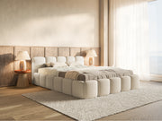 Polsterbett 160x200 cm Cloudy Low hellbeige Bouclé mit Holzlattenrost