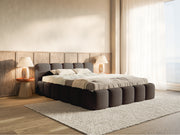 Polsterbett 200x200 cm Cloudy Low braunes Bouclé mit Holzlattenrost