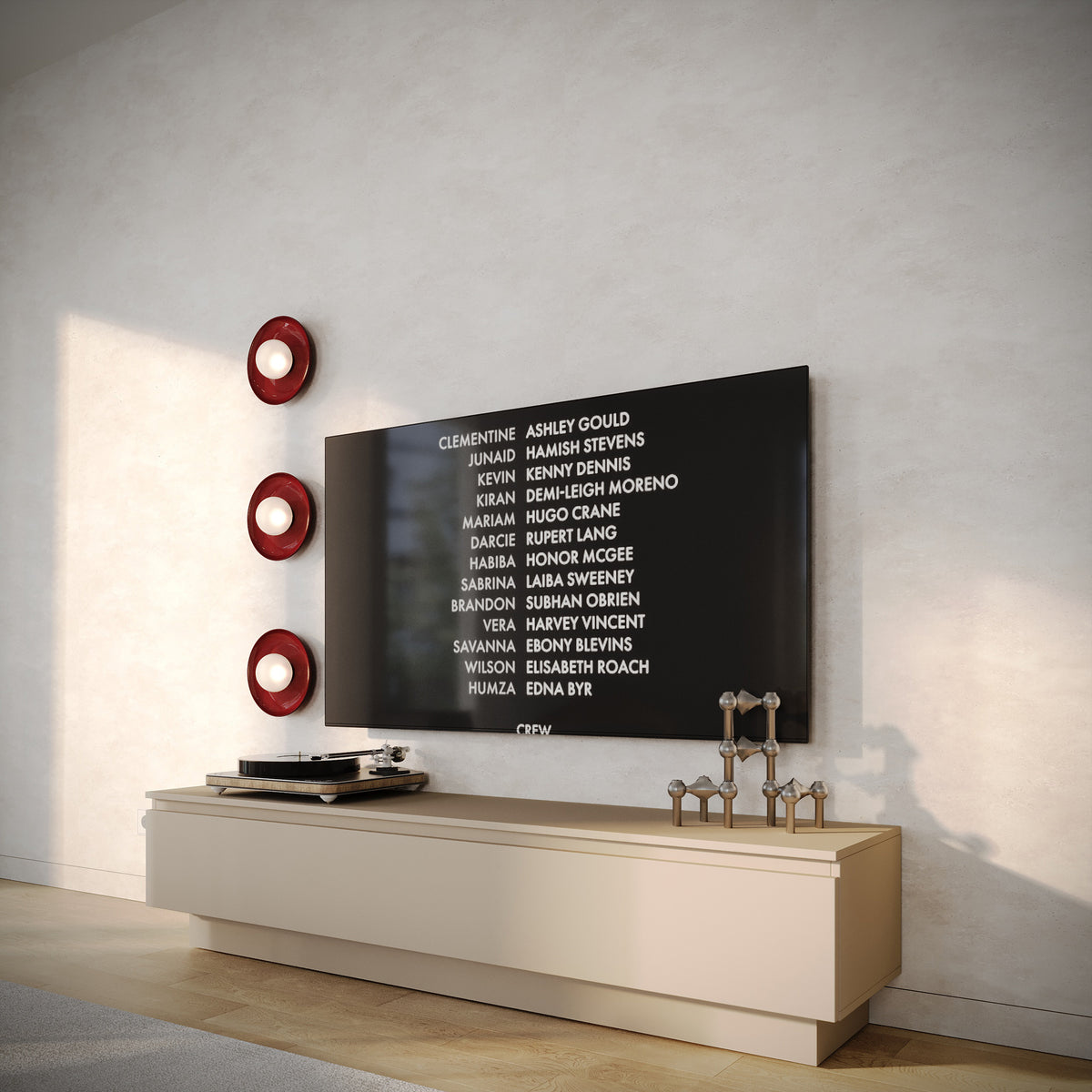 Stehende TV-Kommode Lemmi mit Klappe 175 cm Kaschmir