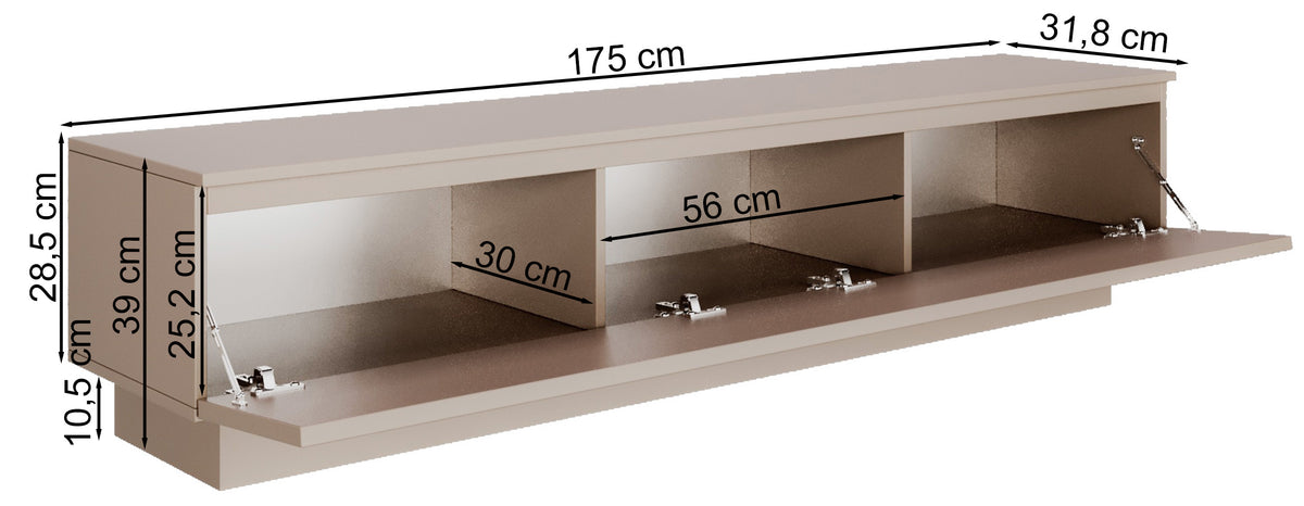 Stehender TV-Schrank Lemmi mit Klappe 175 cm Dunin-Eiche