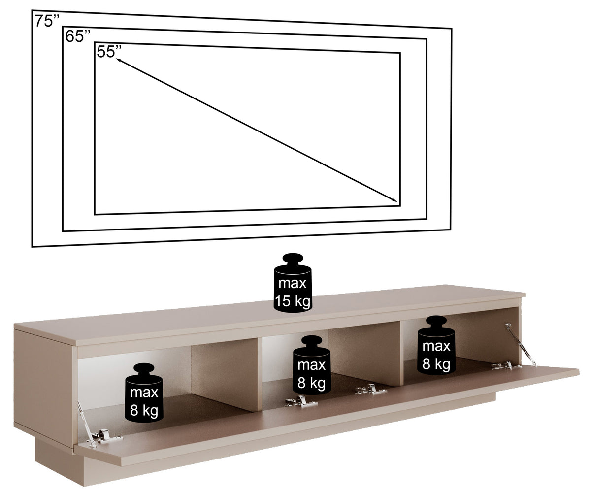 Stehender TV-Schrank Lemmi mit Klappe 175 cm Dunin-Eiche