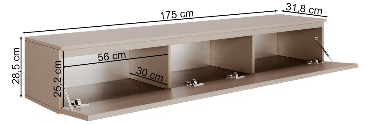 Hängender TV-Schrank Lemmi mit Klappe 175 cm Dunin Eiche