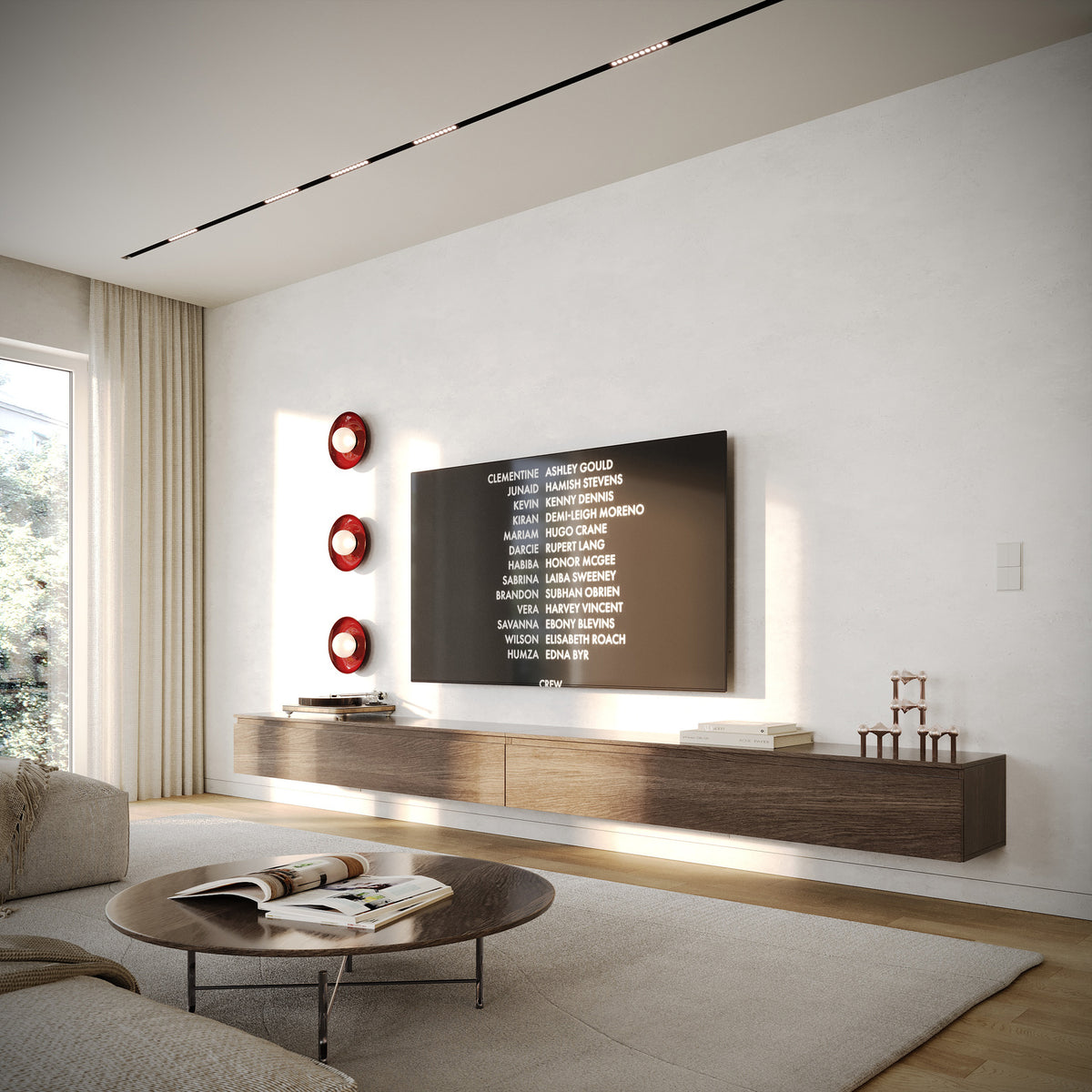 Hängende TV-Kommode Lemmi mit zwei Klappen 350 cm Dunin Eiche