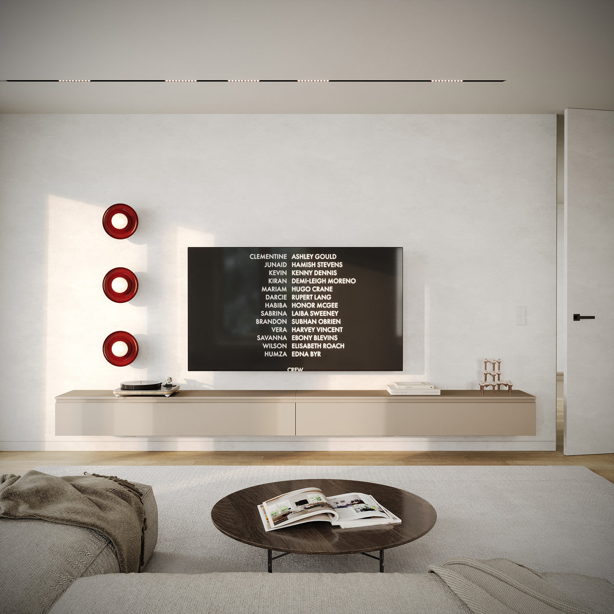 Hängender TV-Schrank Lemmi mit zwei Klappen 350 cm Kaschmir