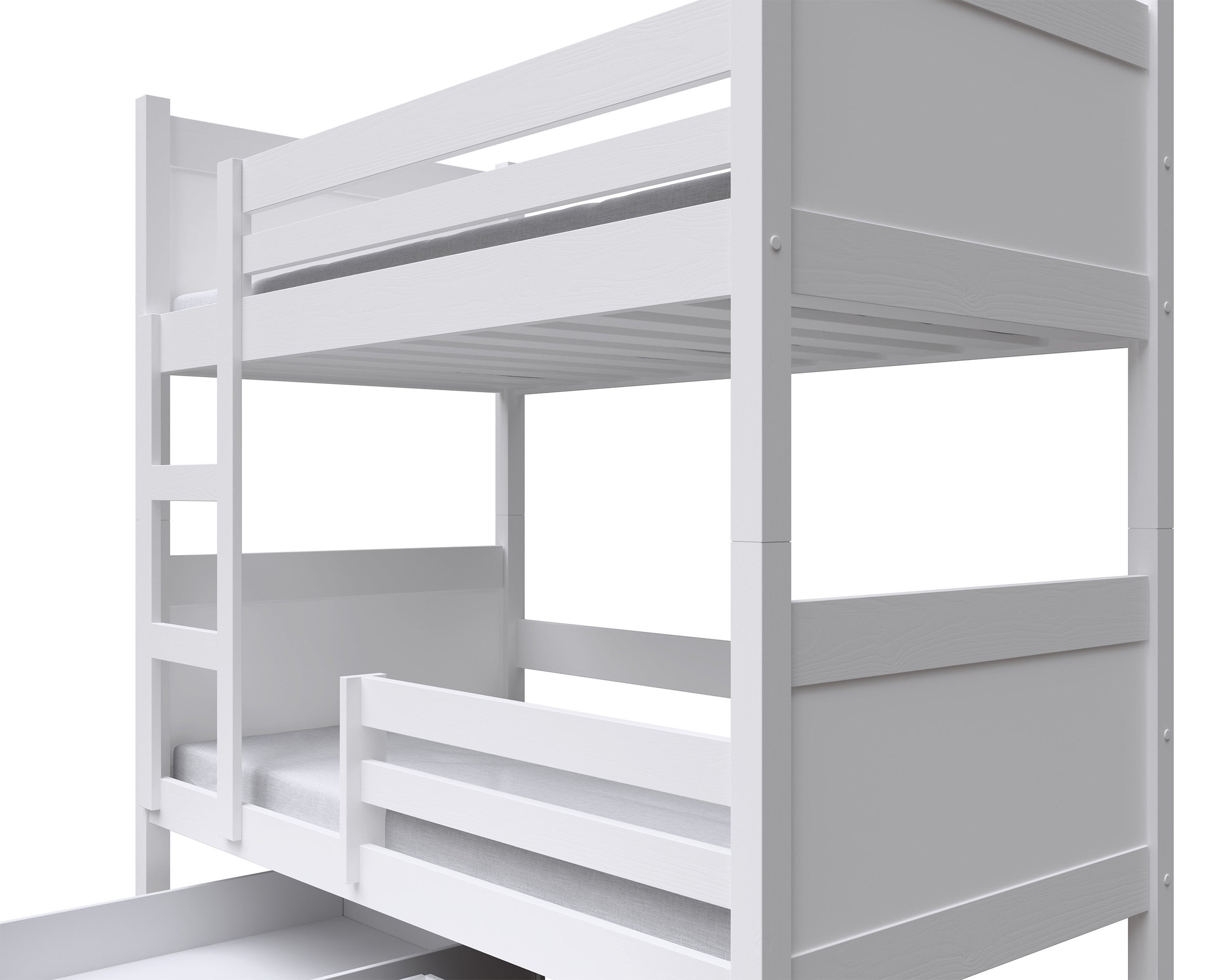 Etagenbett 80x180 Frello mit Schubladen, weiß