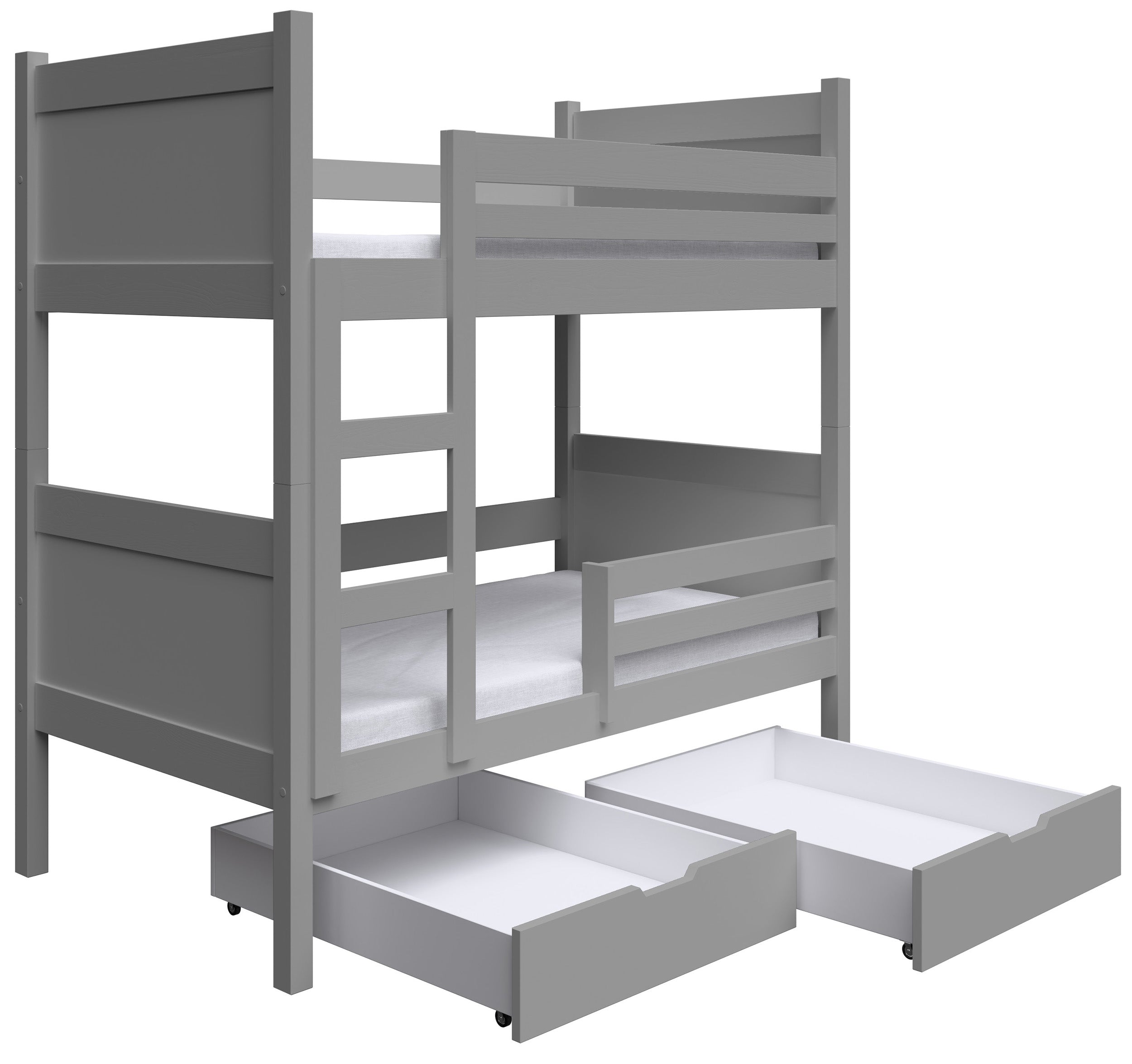 Etagenbett 80x180 Frello mit Schubladen, grau