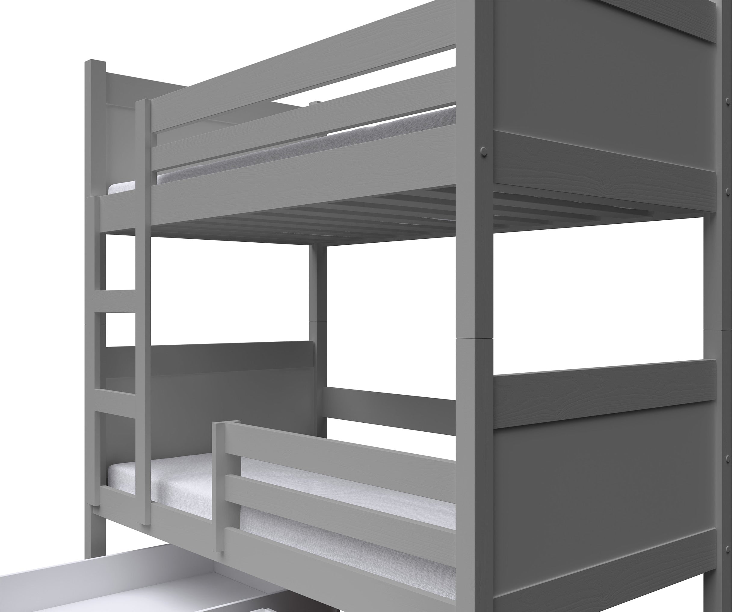Etagenbett 80x180 Frello mit Schubladen, grau