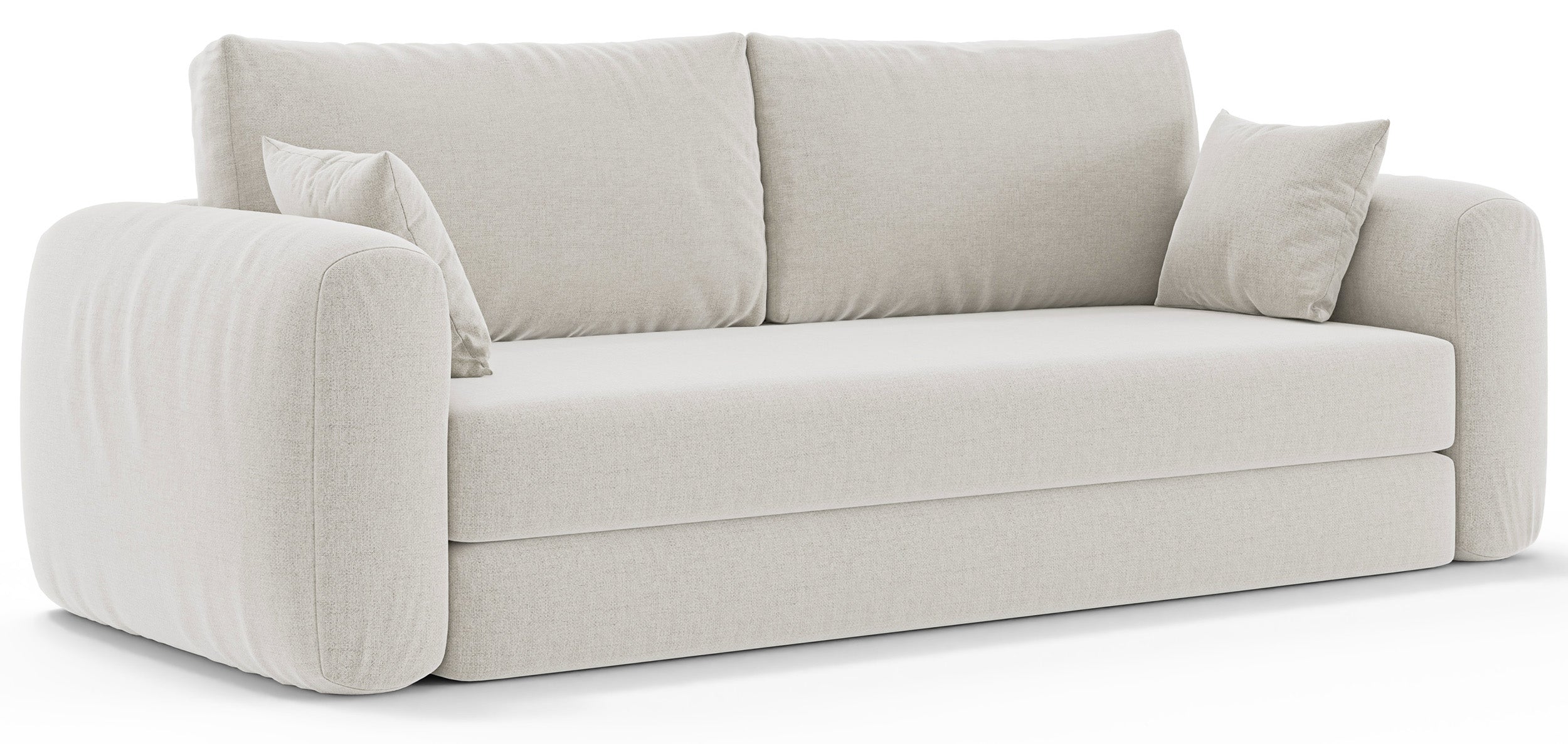 Dreisitziges ausklappbares Sofa Velera, cremefarbenes Geflecht
