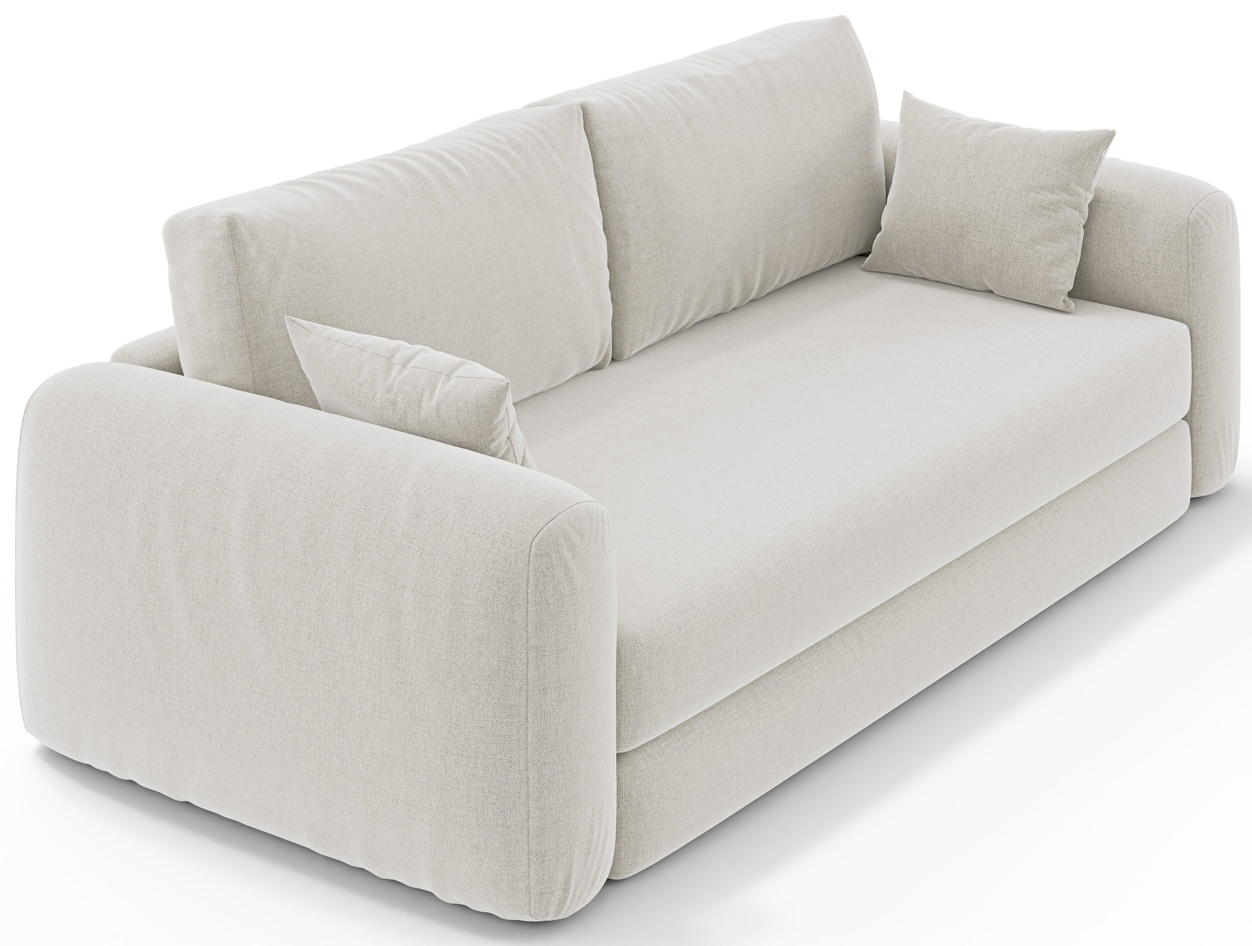 Dreisitziges ausklappbares Sofa Velera, cremefarbenes Geflecht
