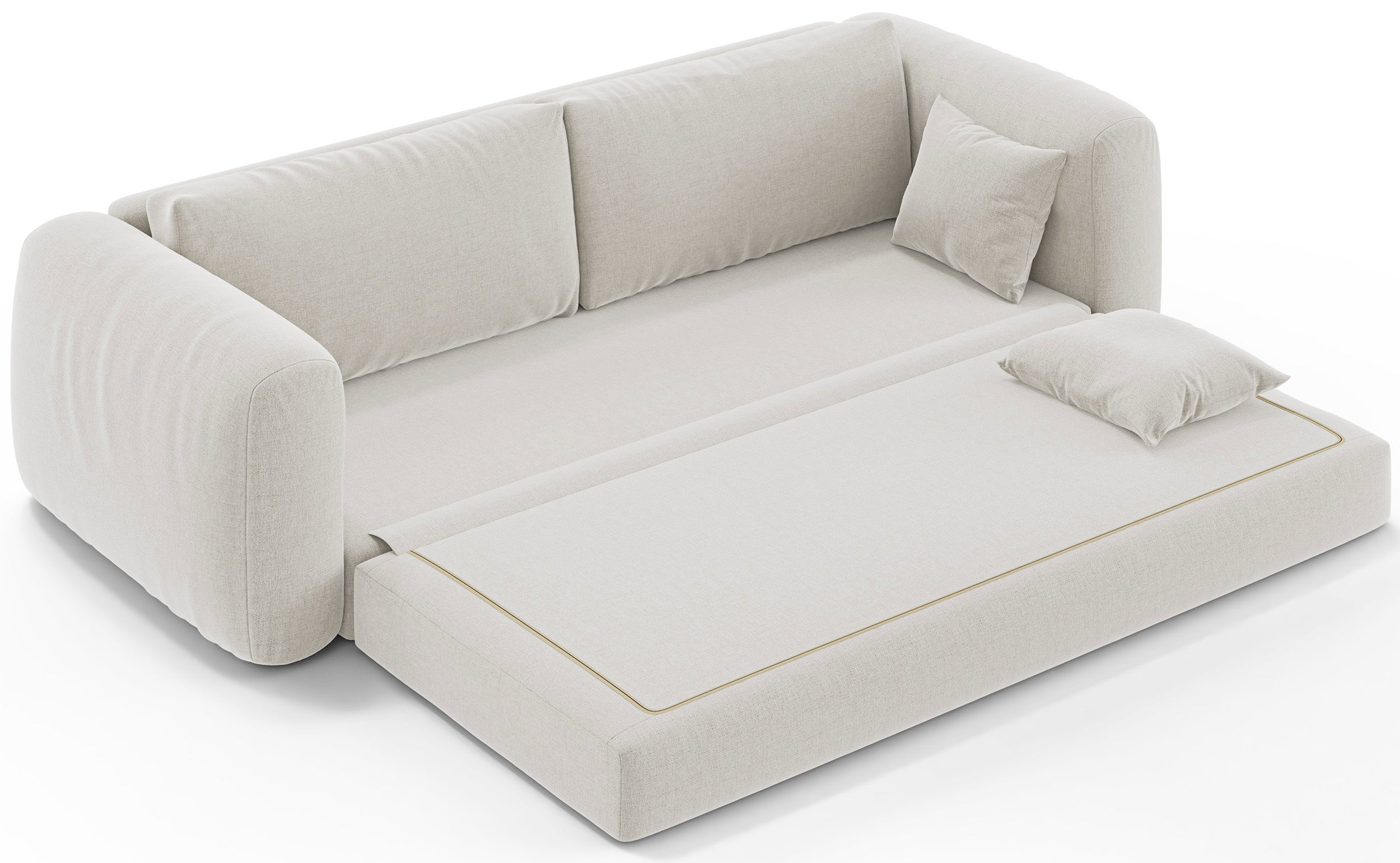 Dreisitziges ausklappbares Sofa Velera, cremefarbenes Geflecht