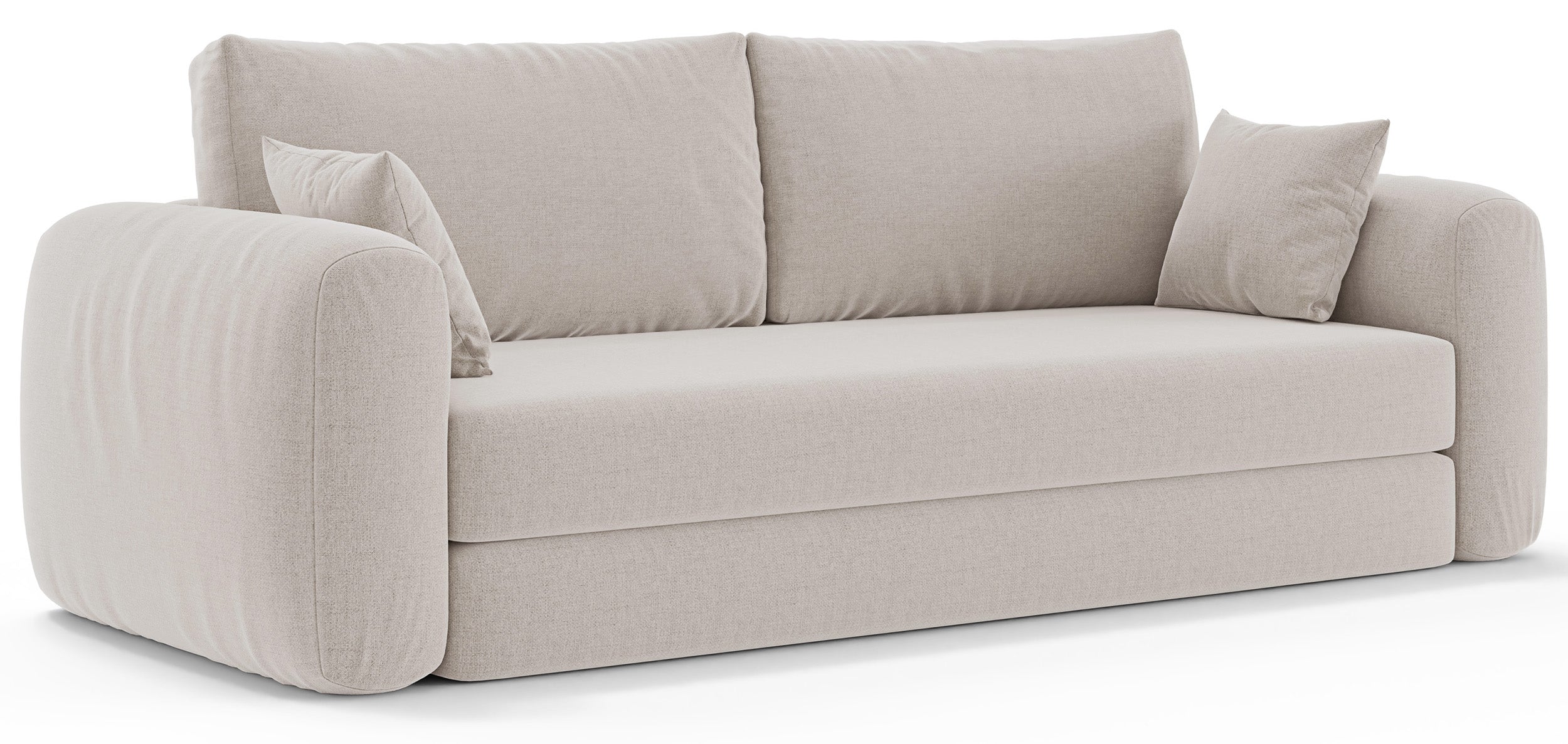 Dreisitziges ausklappbares Sofa Velera in hellbeige, Geflecht