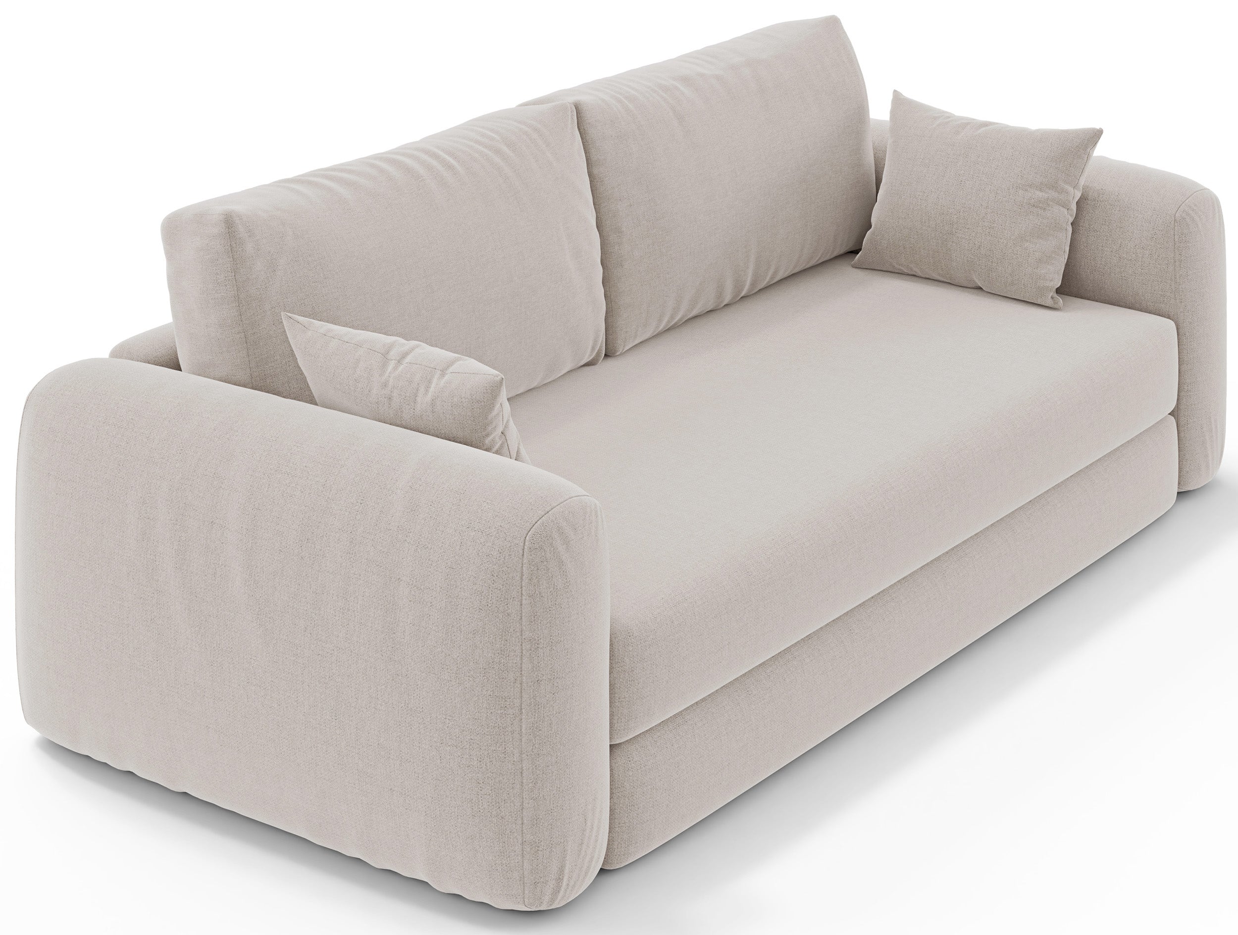 Dreisitziges ausklappbares Sofa Velera in hellbeige, Geflecht