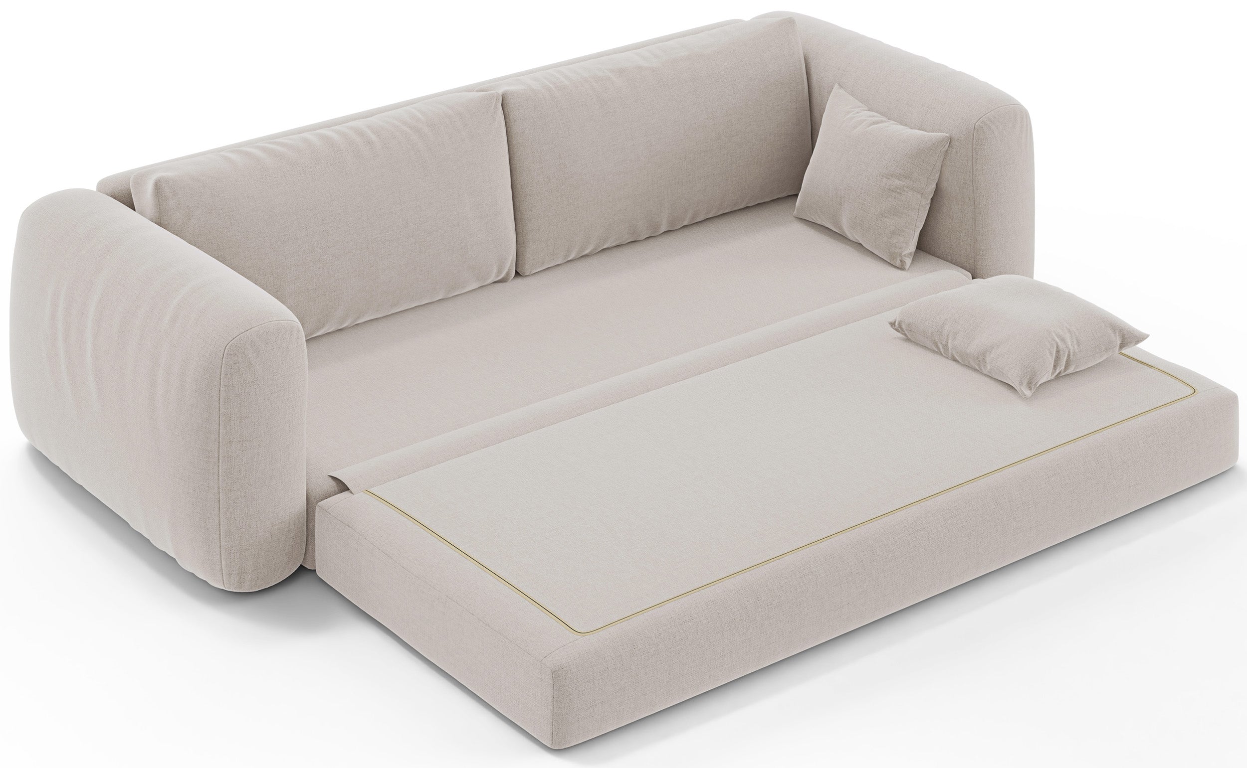 Dreisitziges ausklappbares Sofa Velera in hellbeige, Geflecht