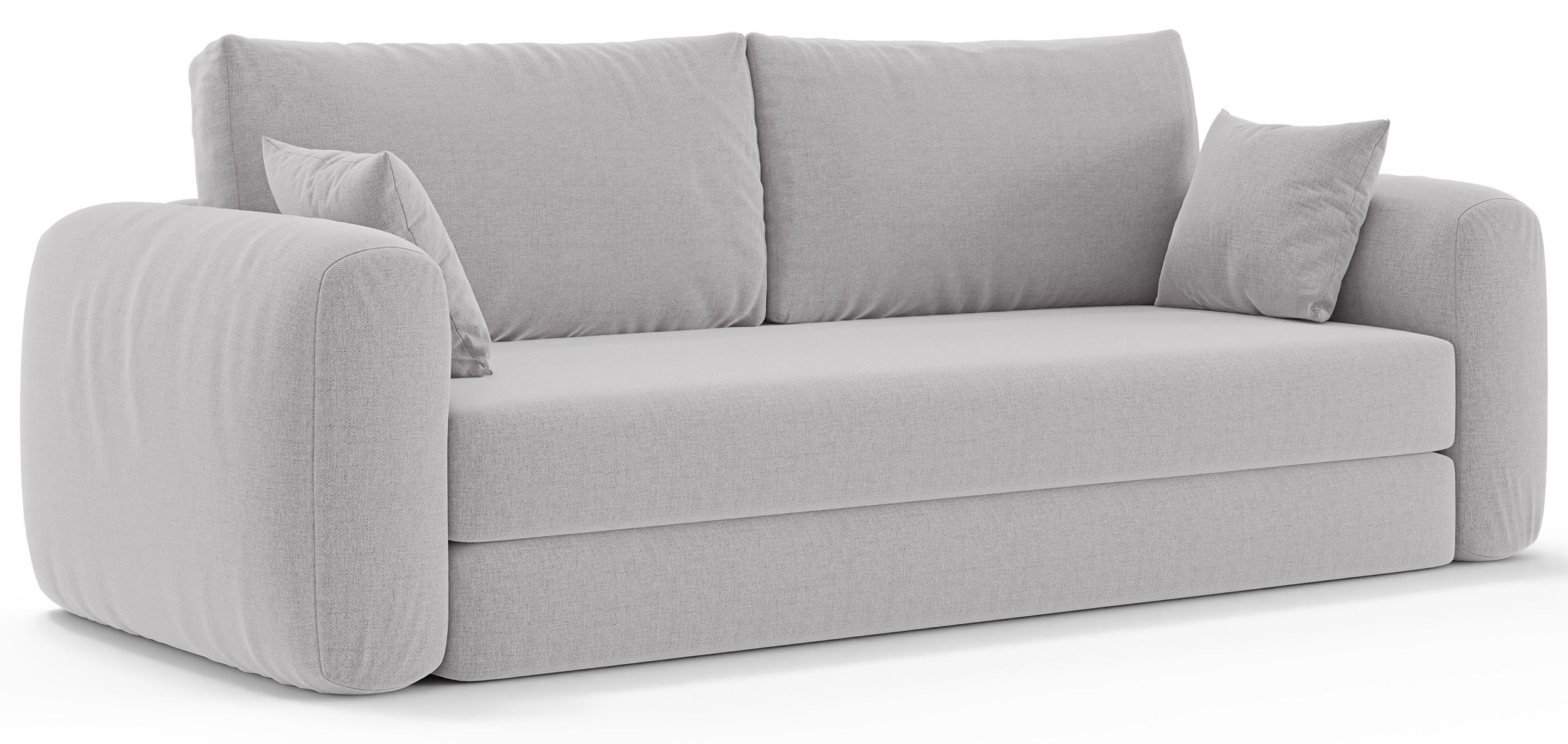 Dreisitziges ausklappbares Sofa Velera in hellgrauem Flechtmuster