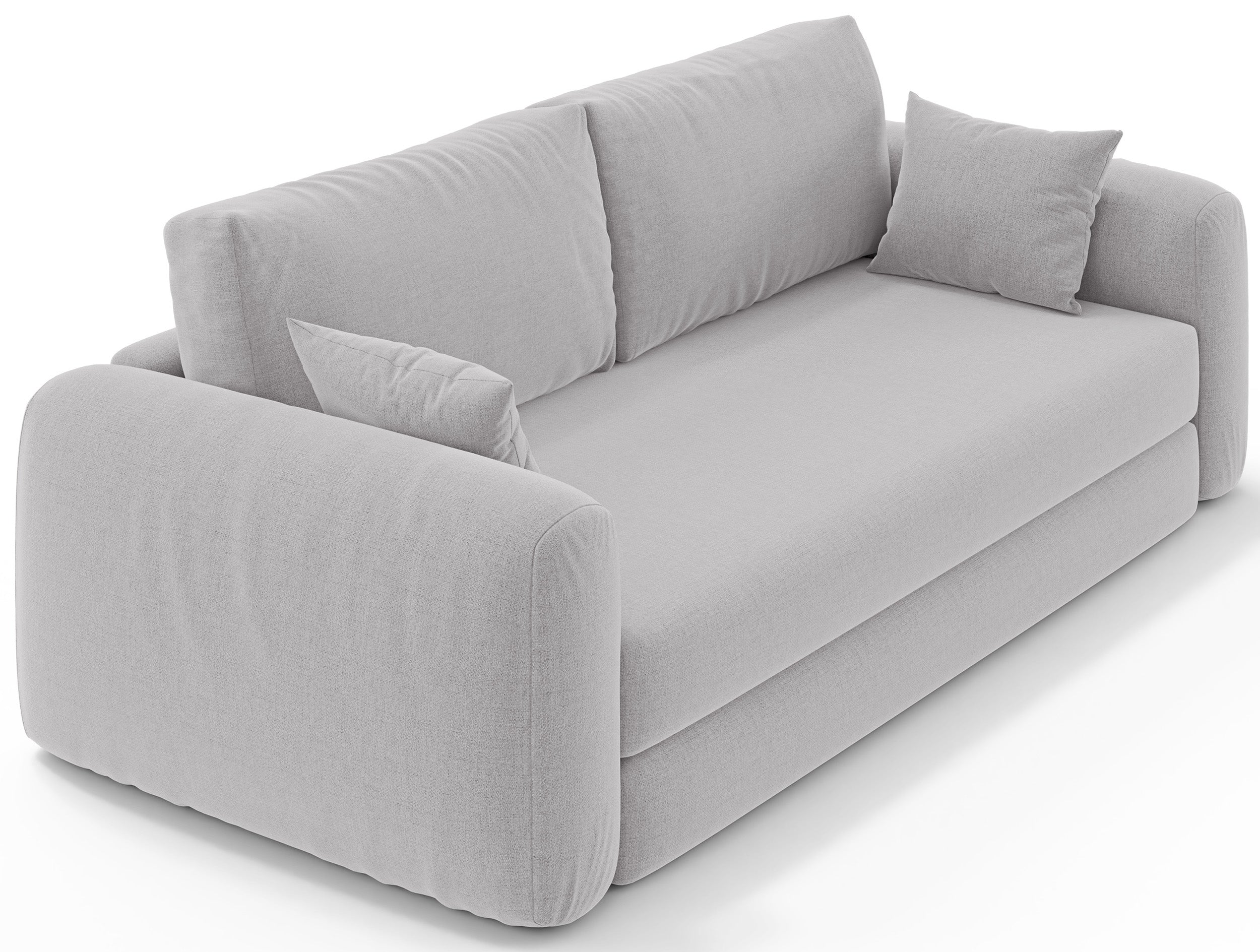 Dreisitziges ausklappbares Sofa Velera in hellgrauem Flechtmuster
