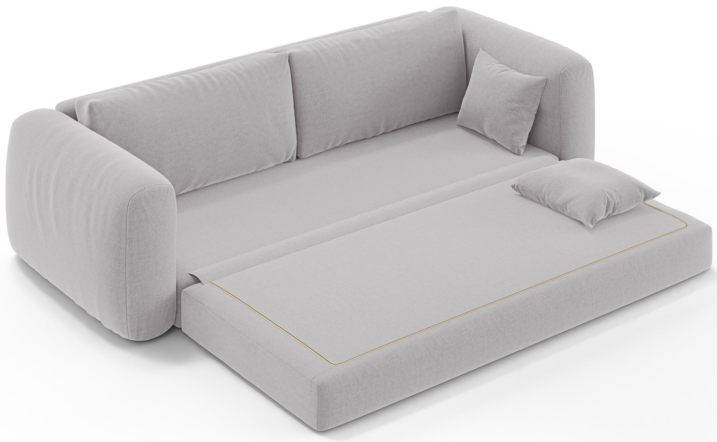 Dreisitziges ausklappbares Sofa Velera in hellgrauem Flechtmuster