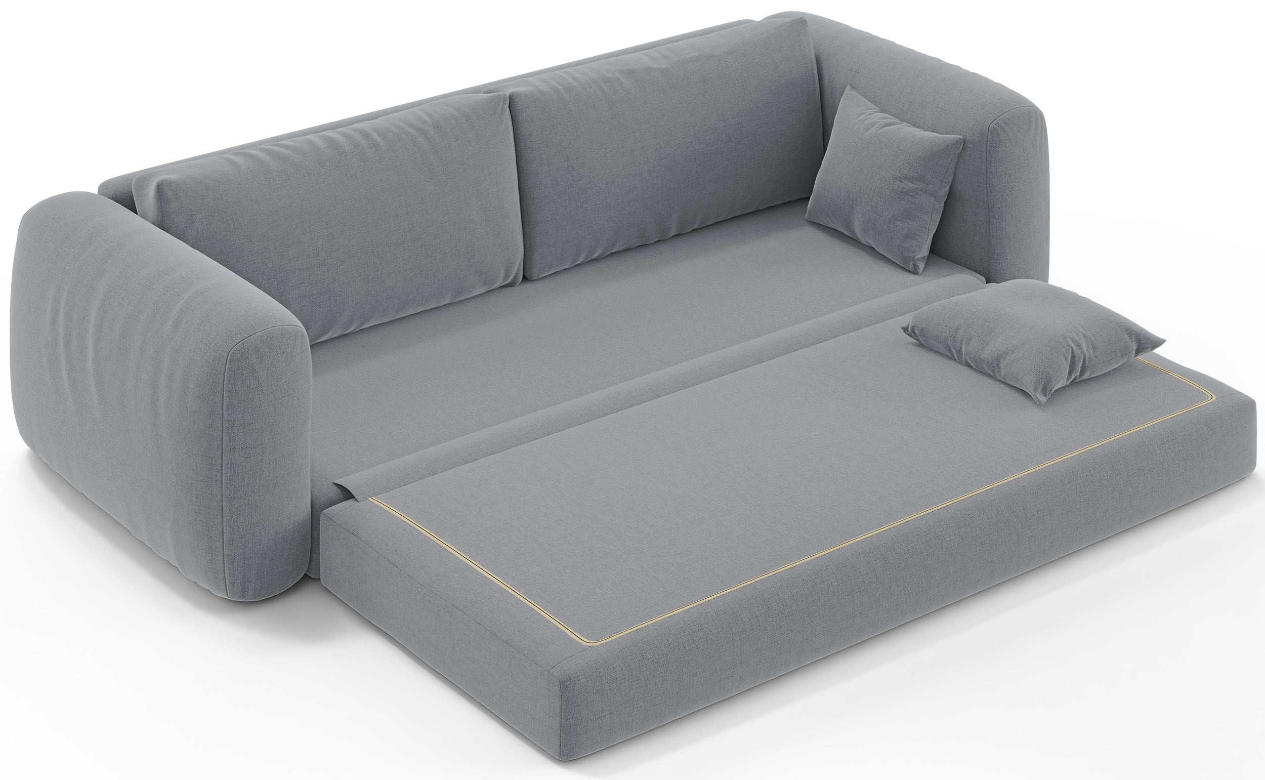 Dreisitziges ausklappbares Sofa Velera in grauem Flechtstoff