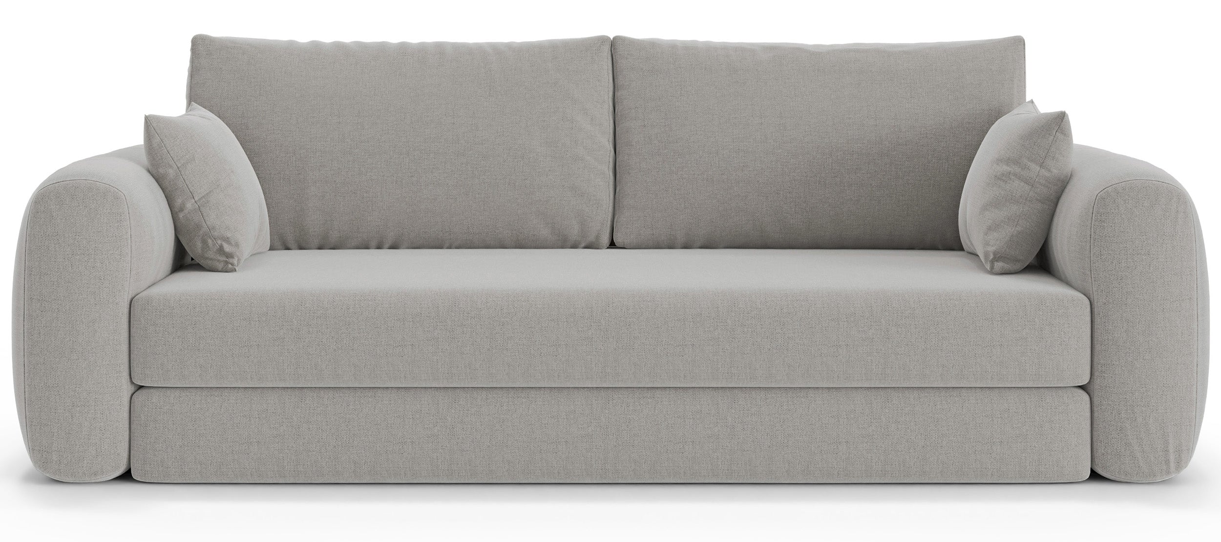 Dreisitziges ausklappbares Sofa Velera in grau-beigem Flechtmuster