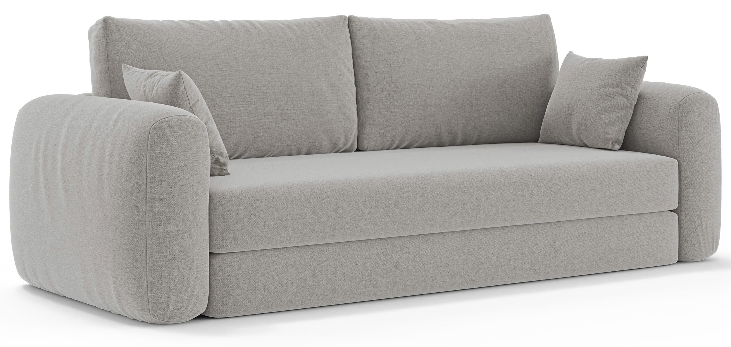 Dreisitziges ausklappbares Sofa Velera in grau-beigem Flechtmuster