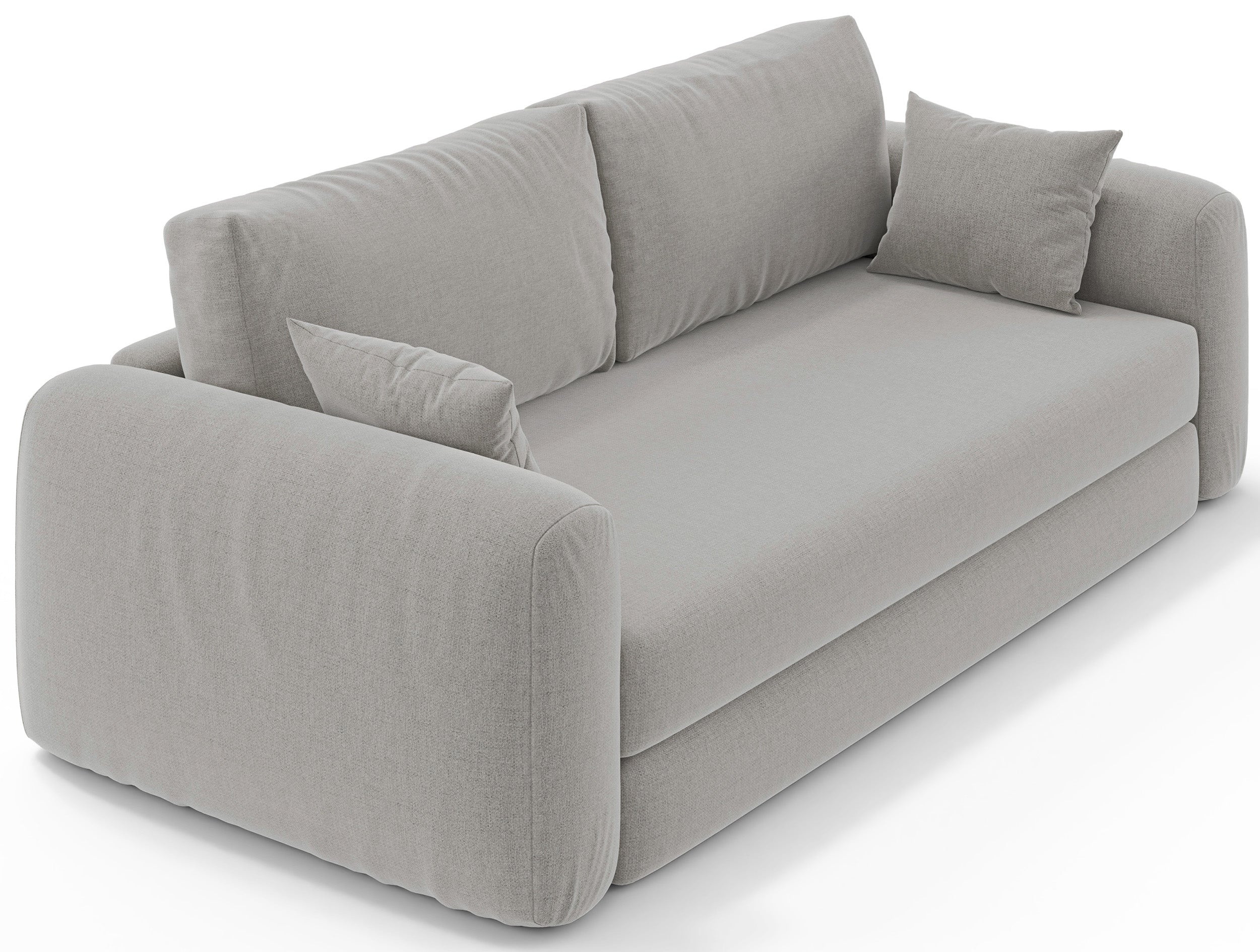 Dreisitziges ausklappbares Sofa Velera in grau-beigem Flechtmuster