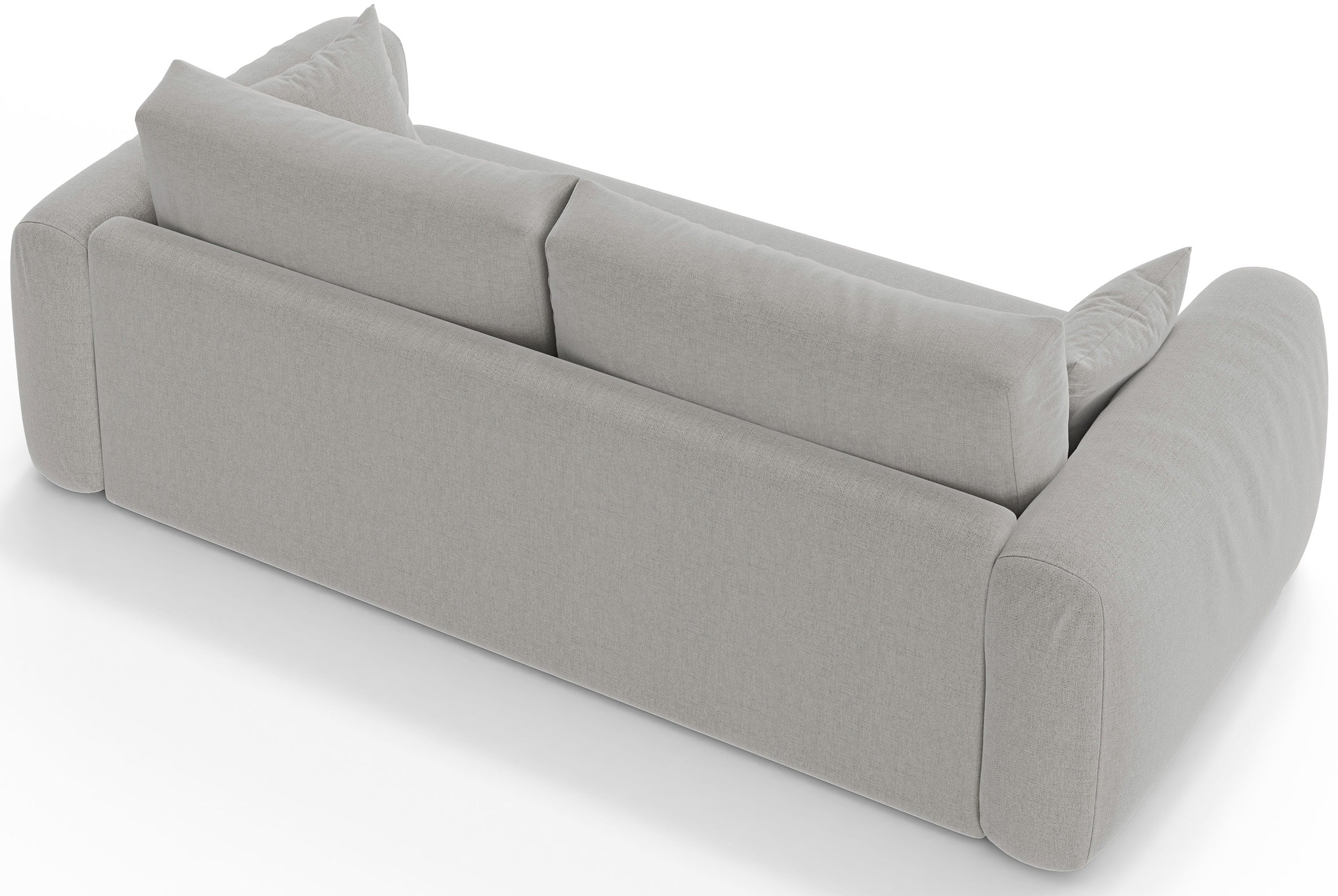 Dreisitziges ausklappbares Sofa Velera in grau-beigem Flechtmuster