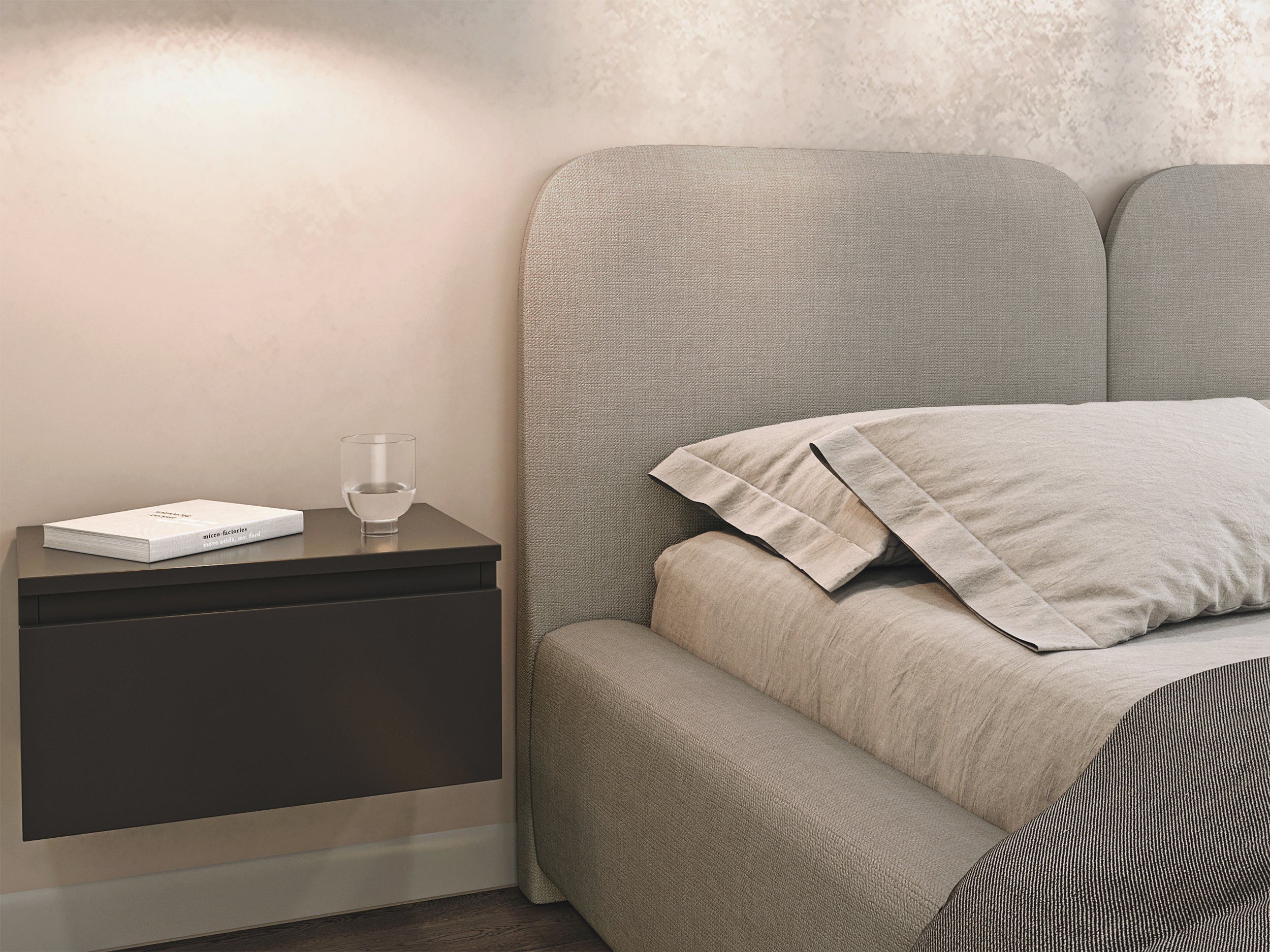 Polsterbett 160x200 cm Comoves, dunkelbeige Chenille