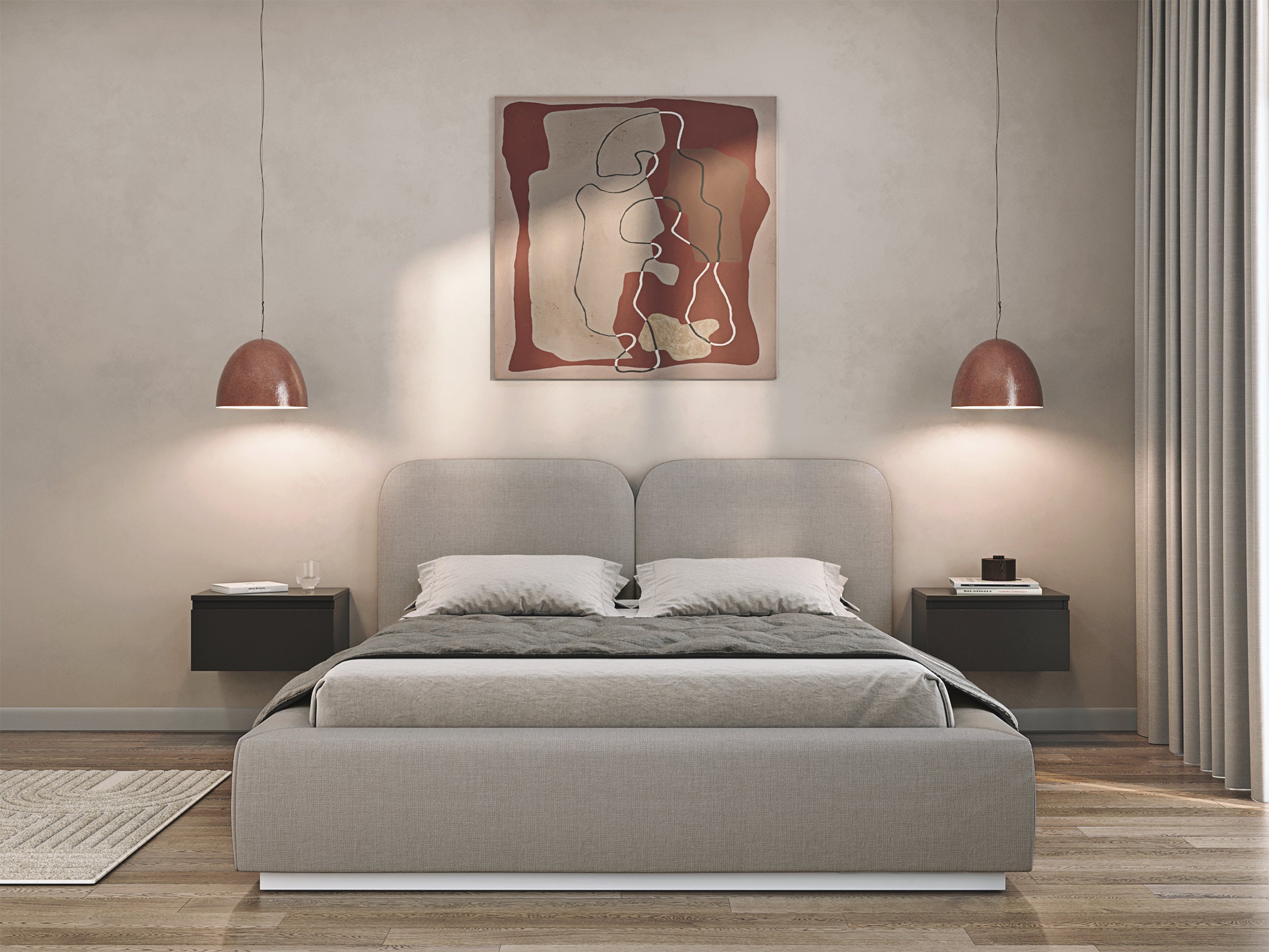 Polsterbett 160x200 cm Comoves, dunkelbeige Chenille