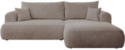 Ecksofa mit Schlaffunktion Ovo Cord, L-förmig, rechtsseitig, mit Stauraum, beiger Cordstoff