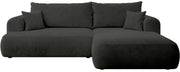 Ovo Cord Ecksofa mit Schlaffunktion, L-Form, rechtsseitig, mit Stauraum, dunkelgrauer Cordstoff