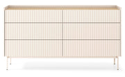 Kommode Liwelo mit sechs Schubladen, 153 cm, grau-beige