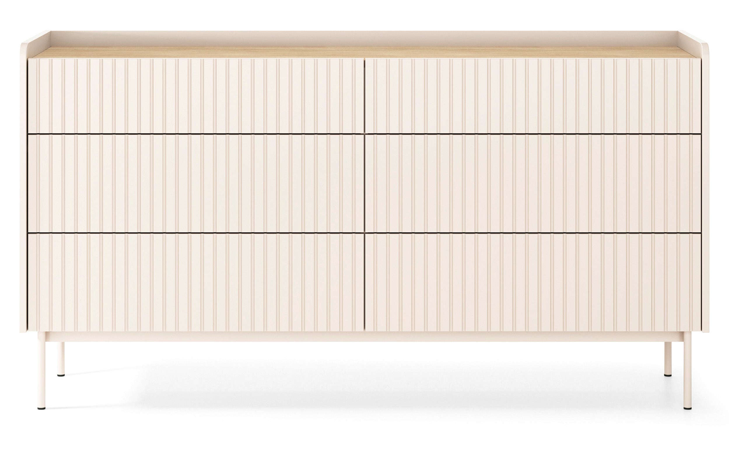 Kommode Liwelo mit sechs Schubladen, 153 cm, grau-beige
