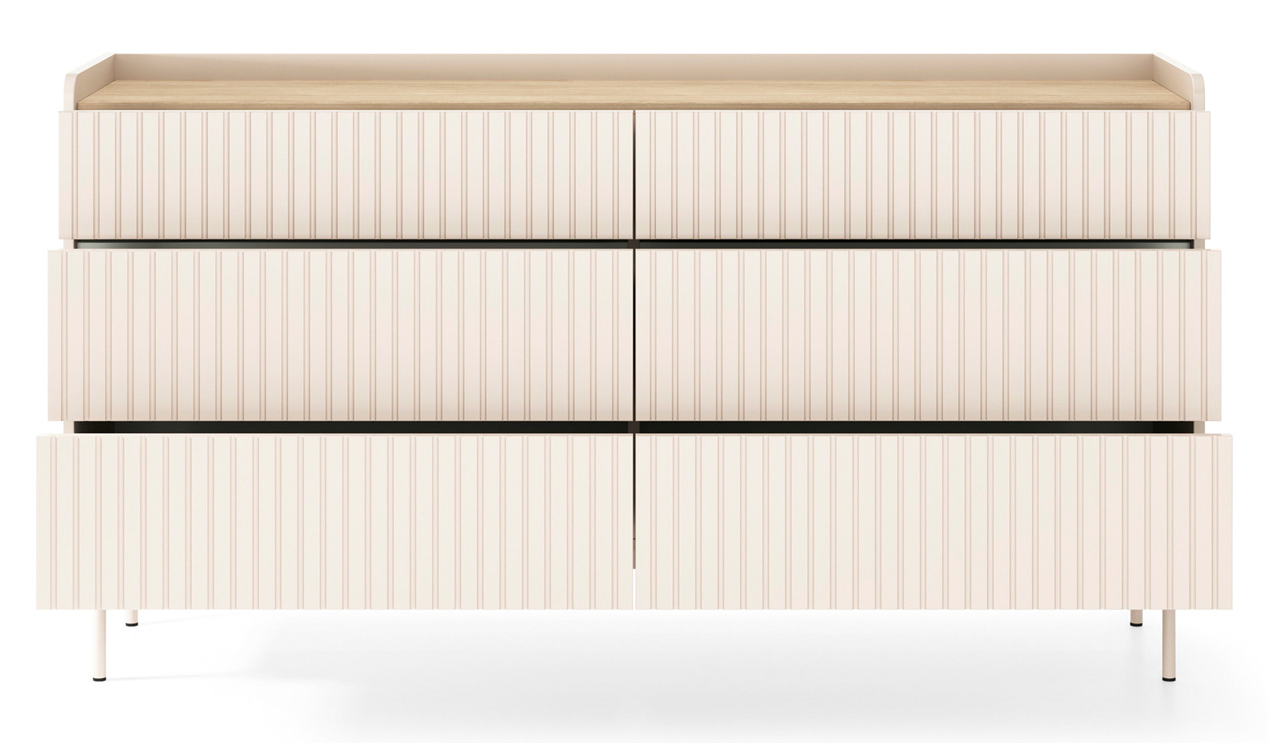 Kommode Liwelo mit sechs Schubladen, 153 cm, grau-beige
